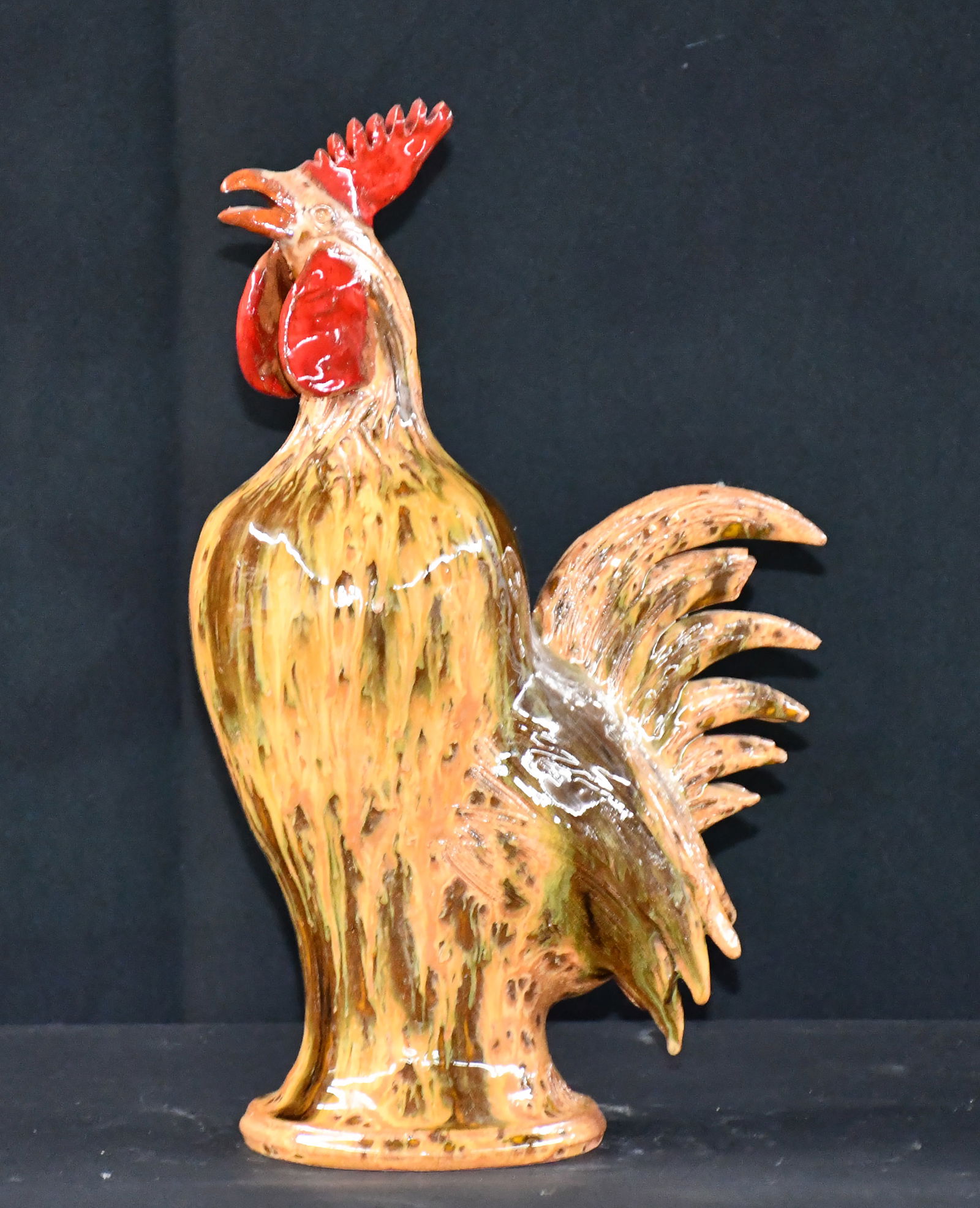 Charlie West. Multi Glaze Dripped Rooster. - 3