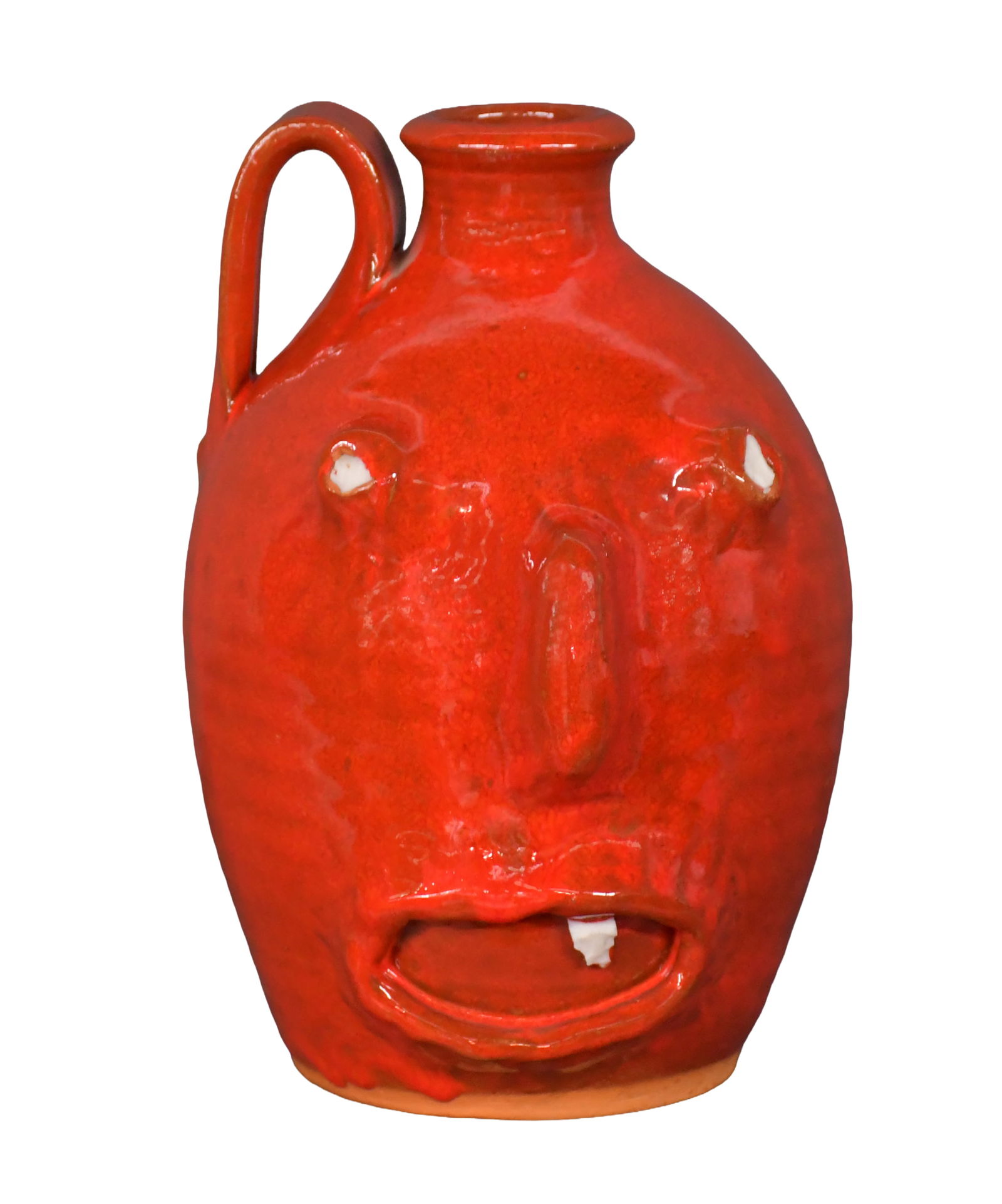J. Owens. Sunset Red-Orange Face Jug.: J. Owens. Sunset Red-Orange Face Jug. 2005. Signed and dated. Mint condition. 8" h. Est. $200-300. Ship: $45 Please Read Before You Bid: By registering for and/or placing a bid in any Slotin