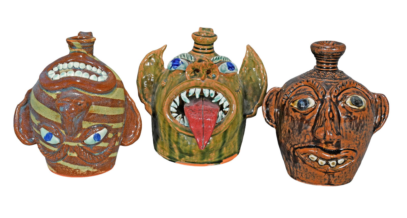 Albert Hodge. Group of Three Face Jugs. (1 of 3)