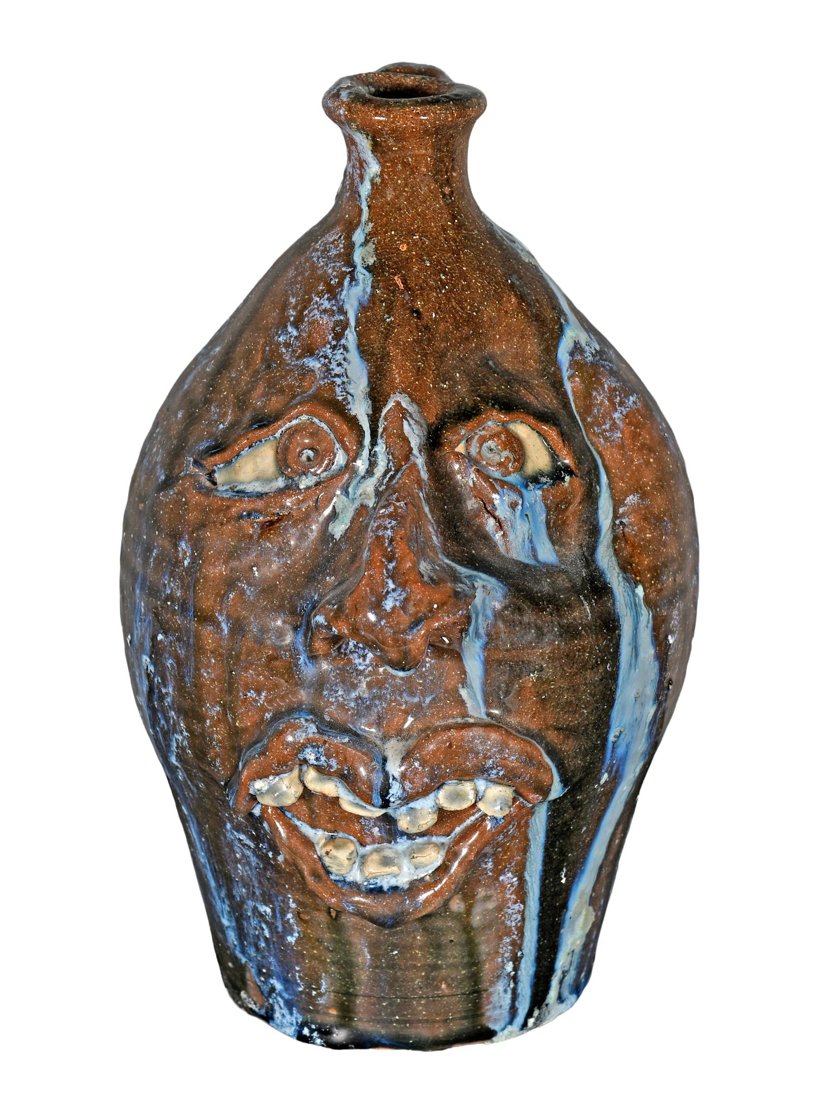 William Flowers. Glass Drip Face Jug.: William Flowers. Glass Drip Face Jug. Signed. Mint condition. 10" h. Est. $100-200. Ship: $55 Please Read Before You Bid: By registering for and/or placing a bid in any Slotin Auction, you