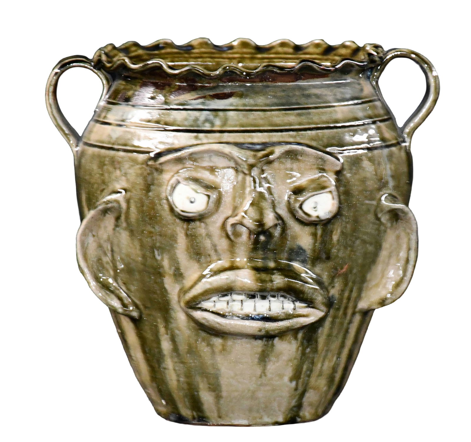 Randy Tobias. Flutted Rim Face Vase.: Randy Tobias. Fluted Rim Face Vase. Stamped. Mint condition. 9" h. Est. $100-200. Ship: $55 Please Read Before You Bid: By registering for and/or placing a bid in any Slotin Auction, you