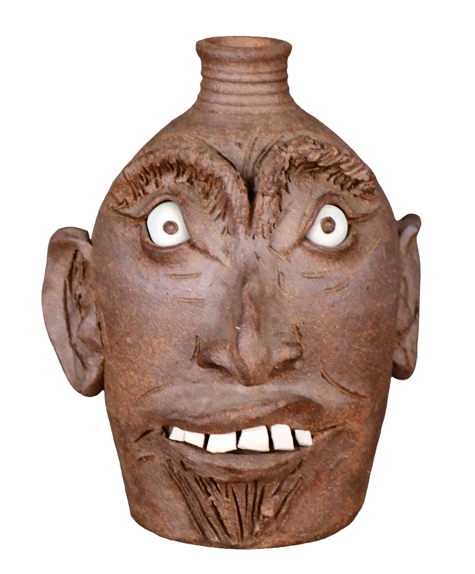 Unglazed Face Jug.: Anonymous. Unglazed Face Jug. Not signed. Mint condition. 10" h. Est. $50-100. Ship: $55 Please Read Before You Bid: By registering for and/or placing a bid in any Slotin Auction, you acknowledge that