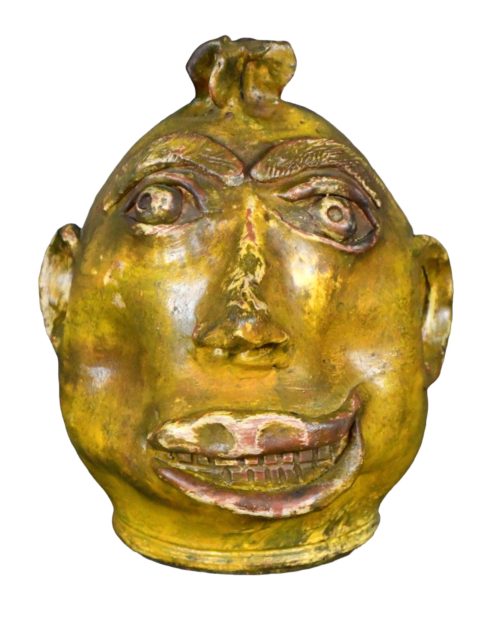 Greg Shooner. Mustard Colored Face Jug.: Greg Shooner. Mustard Colored Face Jug. 1995. Signed and dated. Mint condition. 7.5" h. Est. $50-100. Ship: $45 Please Read Before You Bid: By registering for and/or placing a bid in any Slotin