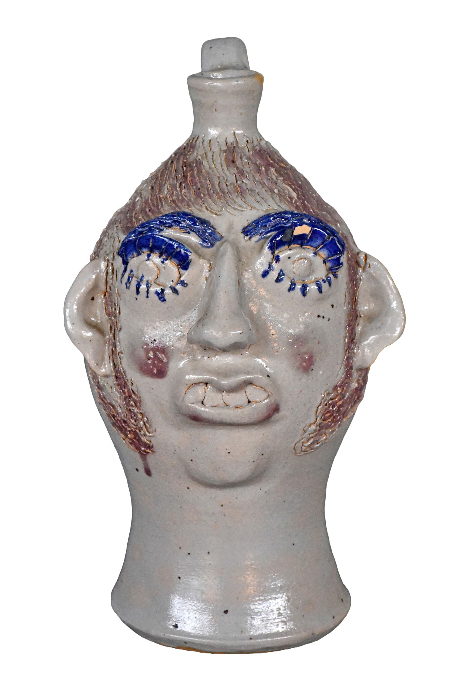 Jerry Brown. White Face Jug.: Jerry Brown. White Face Jug. 1991. Signed and dated. Glaze flake on left eyebrow, otherwise good condition. 12.5" h. Est. $50-100. Ship: $65 Please Read Before You Bid: By registering for and/or