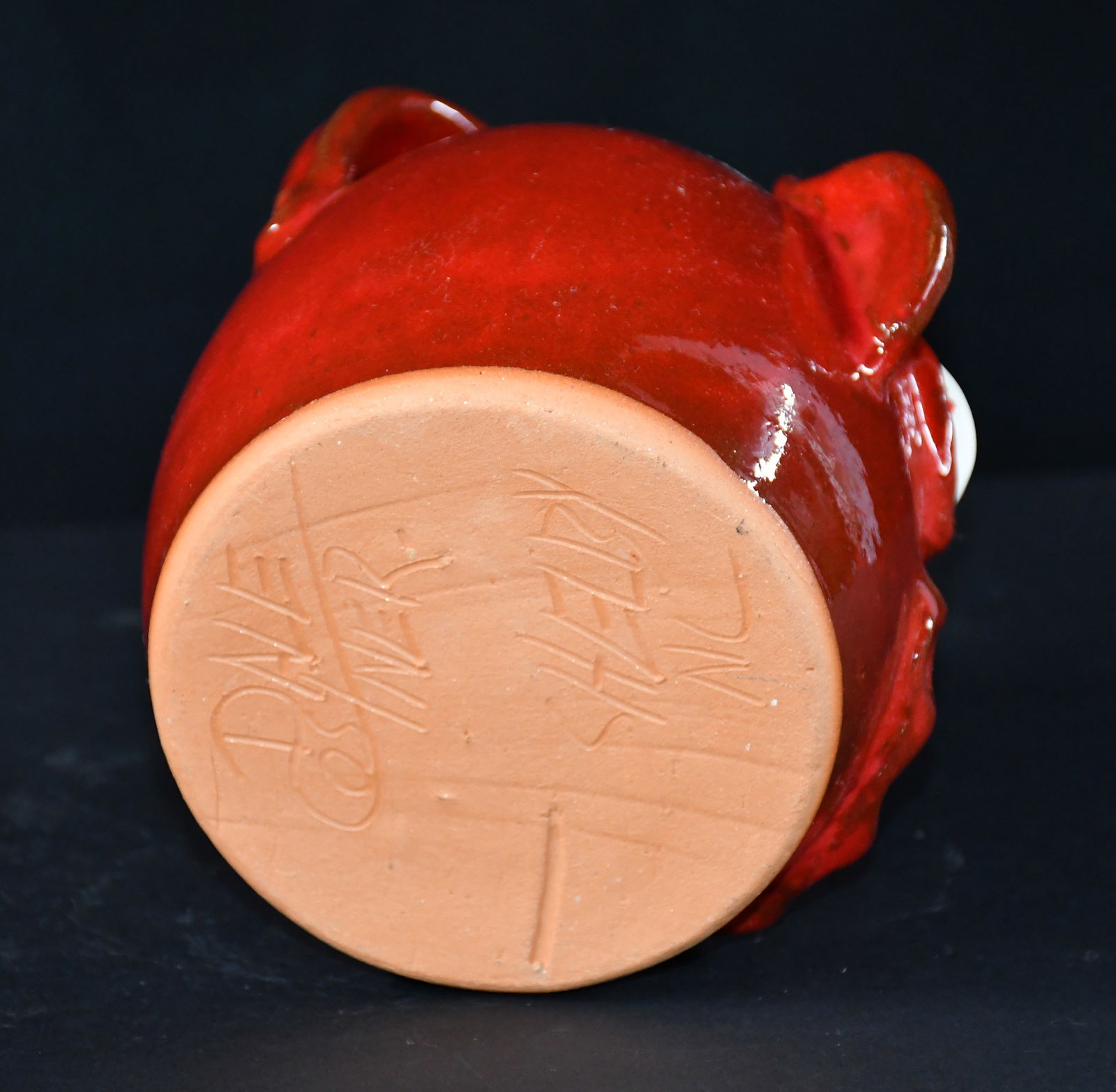 Dale Costner. Red Devil Face Jug. - 4