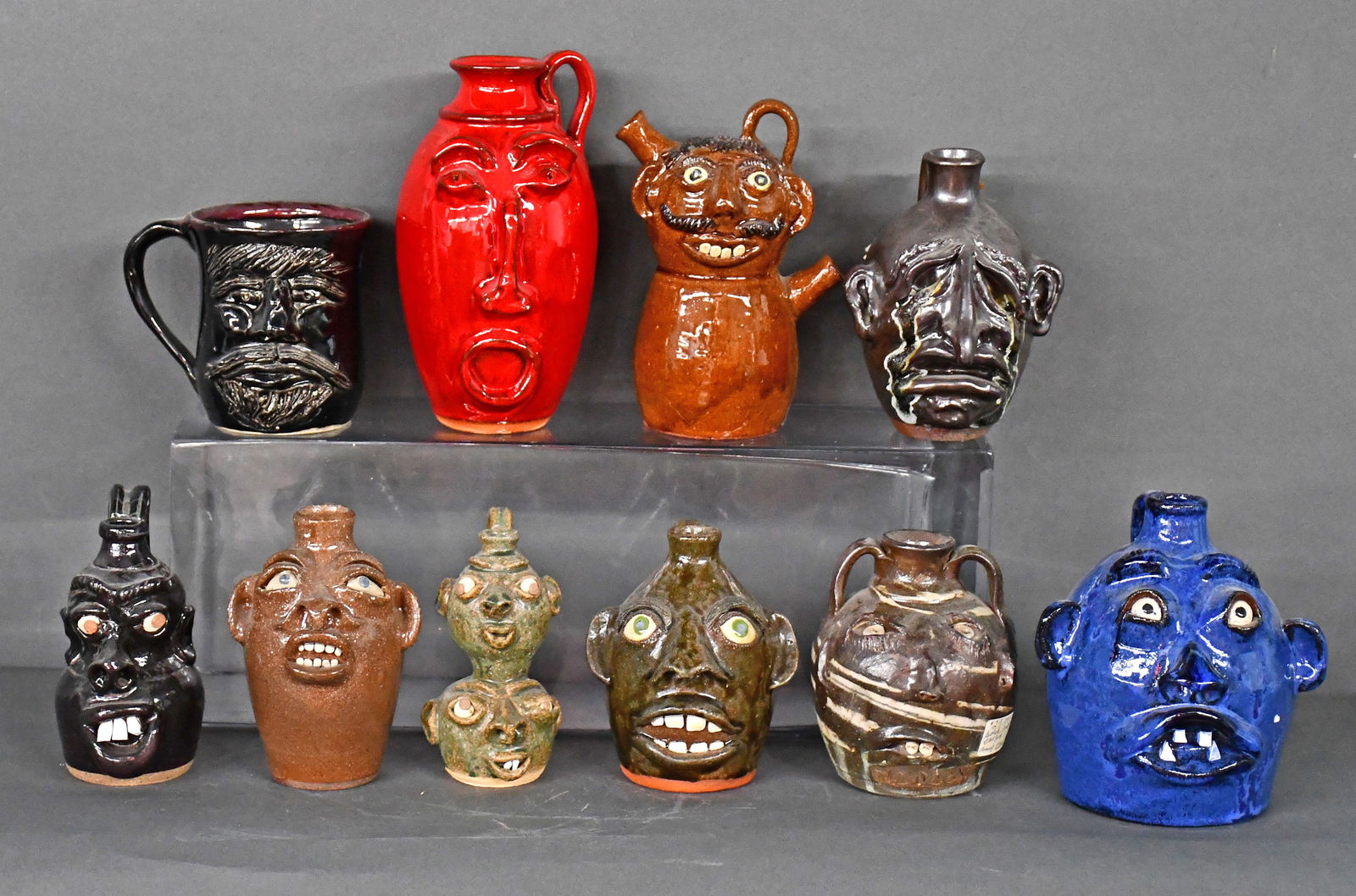 Lowery, Hodge, Owens, Walker, Reinhardt, Cole, Bolick. 10 Small Face Jugs. (1 of 2)