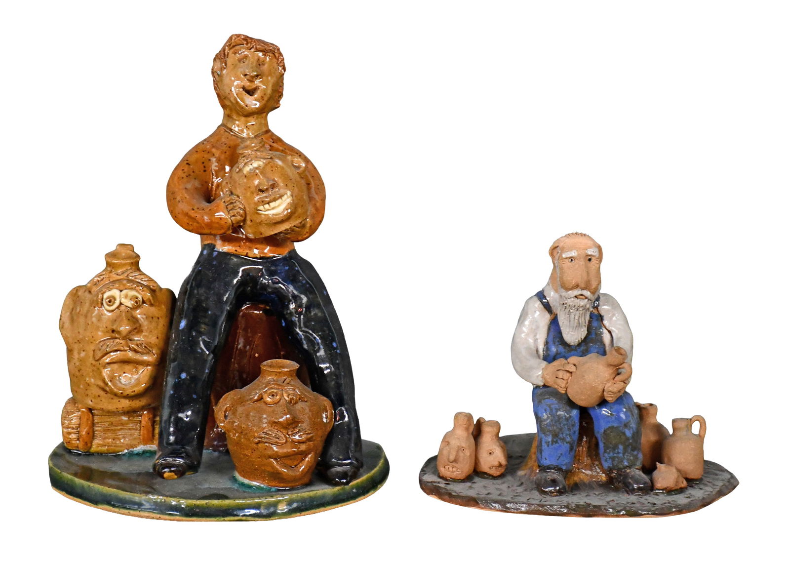 Crystal King and H. J. Making Face Jugs. (1 of 4)