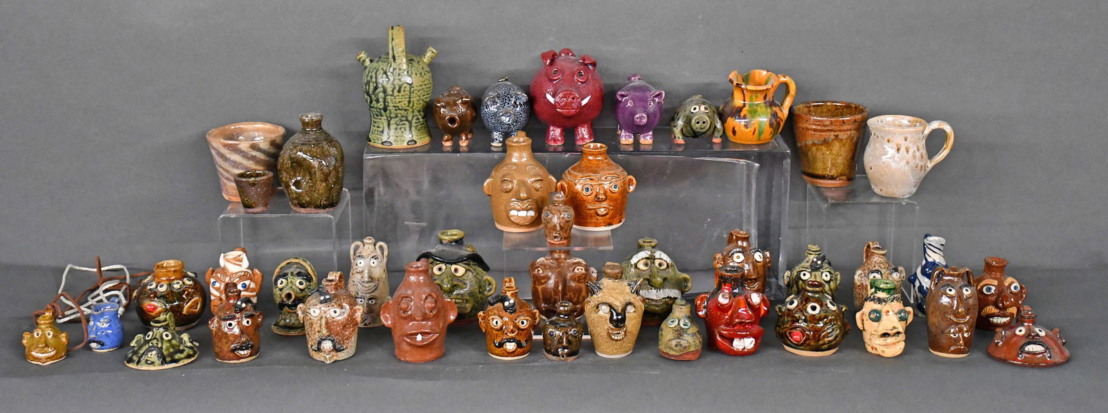 Lisk, Wilson, Richards, Turpin, Criscoe. 42 Mini Face Jugs, Pigs and Jars. (1 of 3)