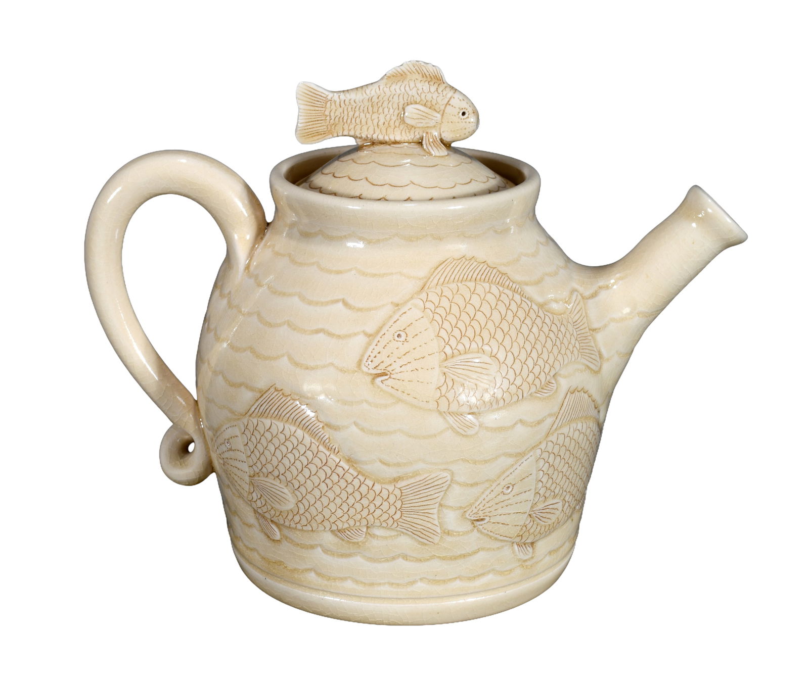 Winton and Rose Eugene. Fish Decorated Tea Pot. (1 of 4)