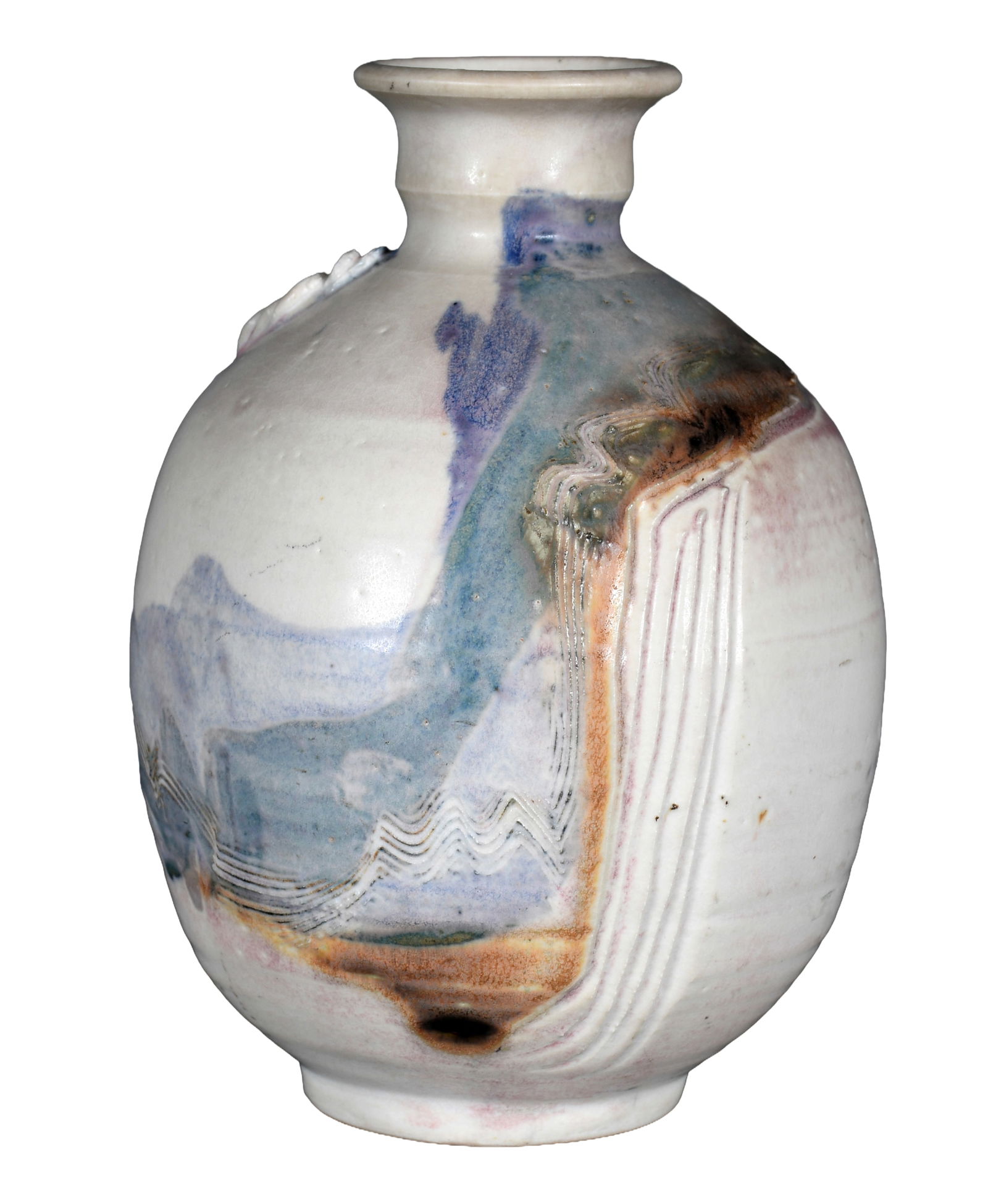 Bob Owens. Vase with Sgraffito Waterfall. (1 of 5)