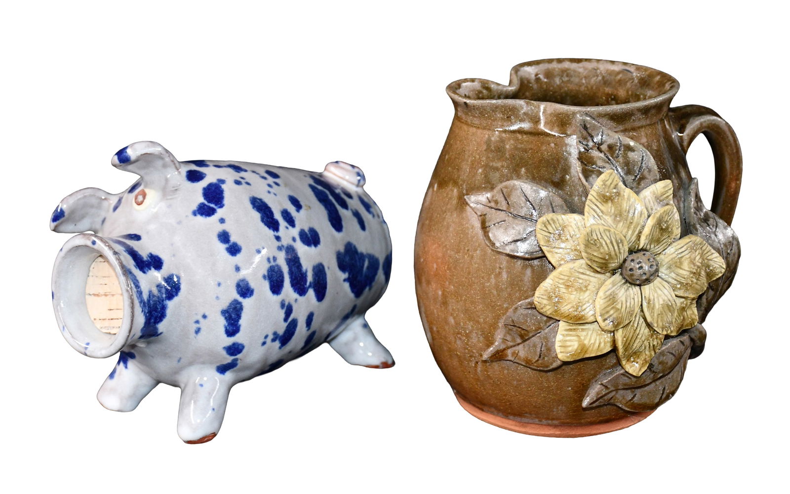 Pauline Crocker and Seagrove. Pig and Pitcher.: Pauline Crocker and Seagrove. Pig and Pitcher. Signed. Mint condition. Tallest is 6.5" h. Est. $25-50. Ship: $65 Please Read Before You Bid: By registering for and/or placing a bid in any Slotin