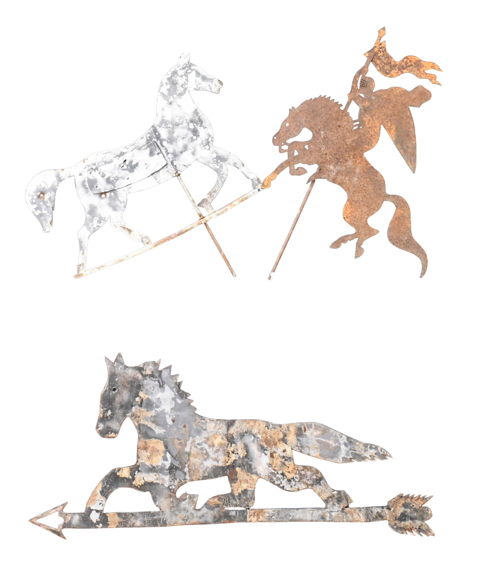Three Horse Weathervanes. - 2