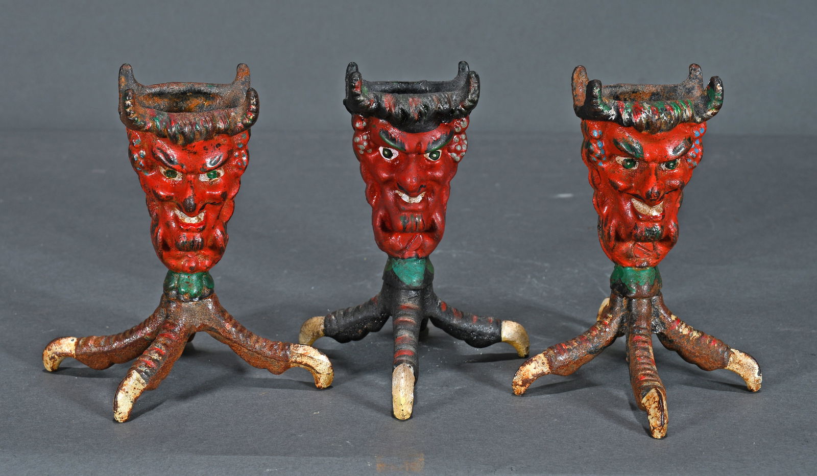 3 Devil Double Face Clawfoot Whatnots. - 2