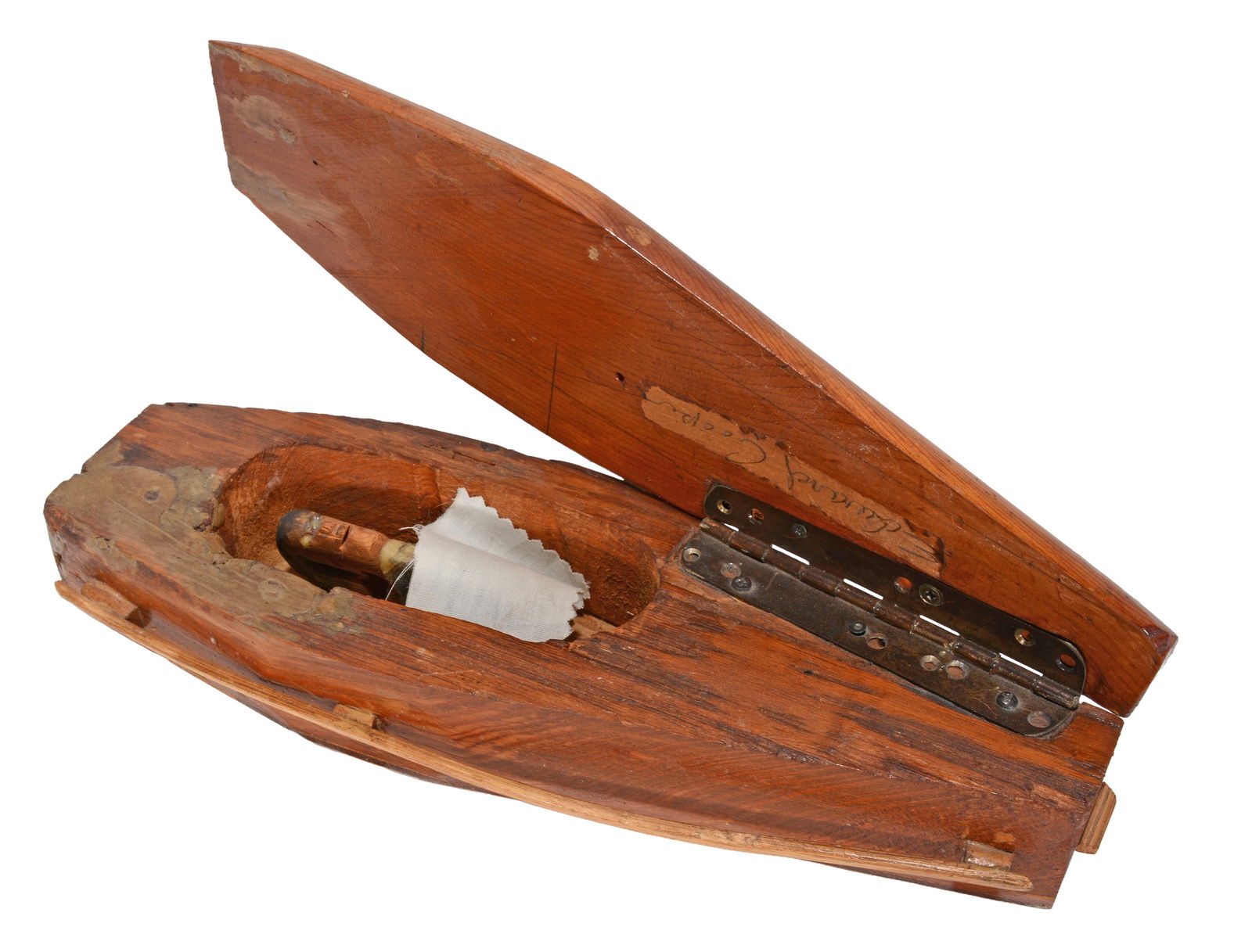 Edward Cooper. Man in Coffin.: Edward Cooper. Man in Coffin. Signed. Carved wood. Great condition. 13"?x 4" x 3". Est. $50-100. Ship: $45 Please Read Before You Bid: By registering for and/or placing a bid in any Slotin