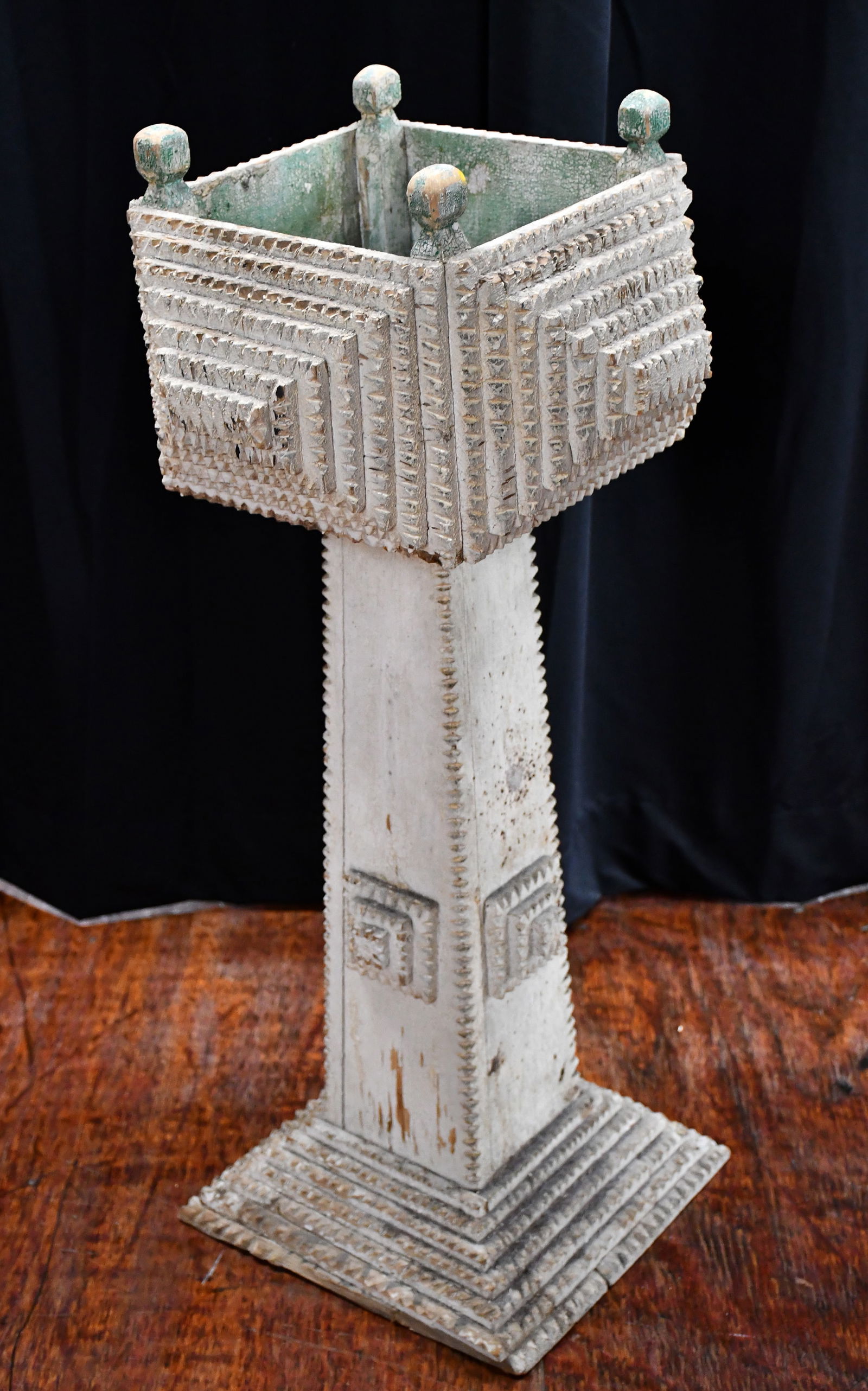 Tramp Art Plant Stand. - 4