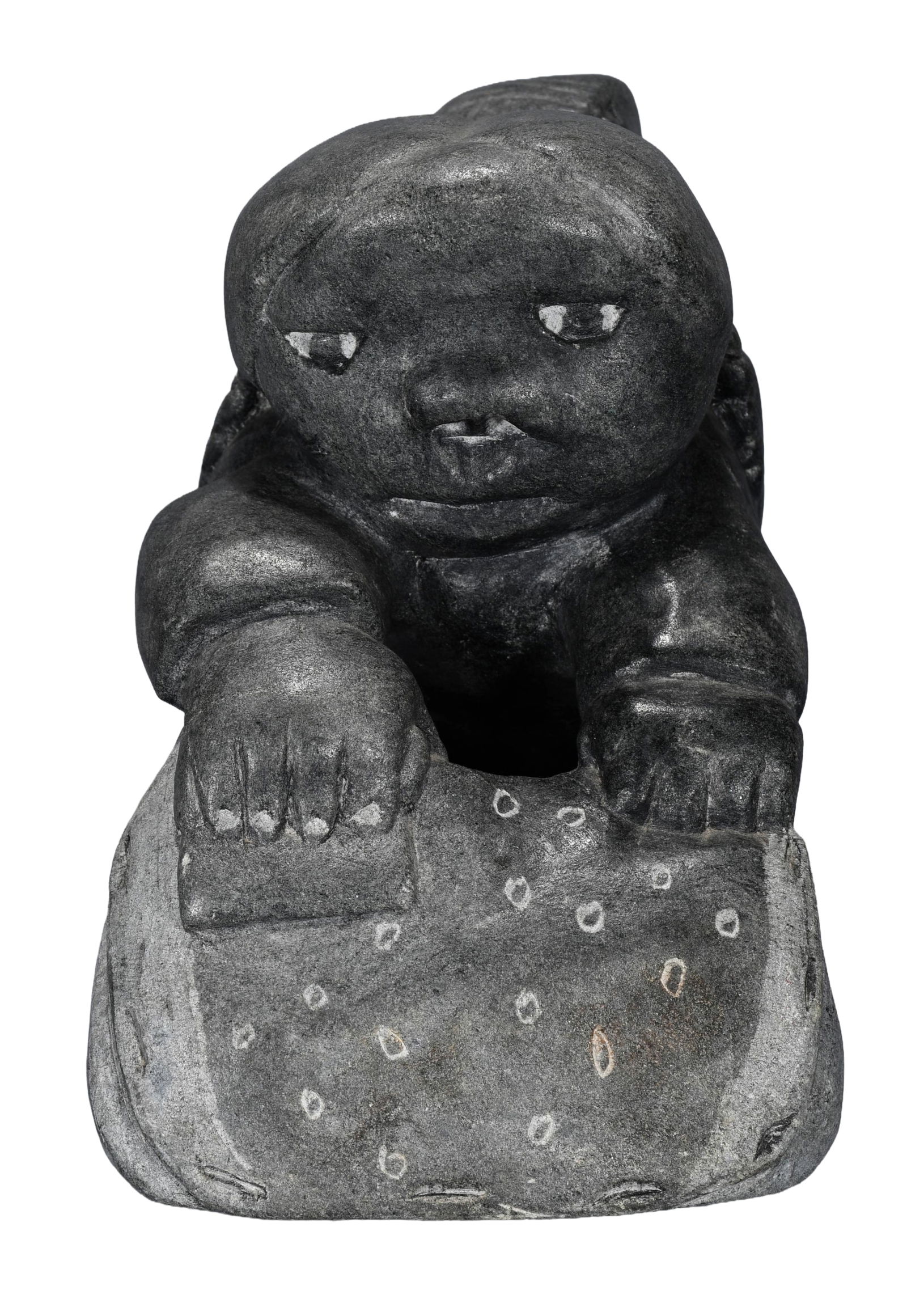 Inuit Working Woman with Child.: Inuit. Working Woman with Child. 1987. #15746. Signed, dated and numbered. Carved granite. Excellent condition. 10" w x 9" h. Est. $100-300 Ship: $85 Please Read Before You Bid: By registering for