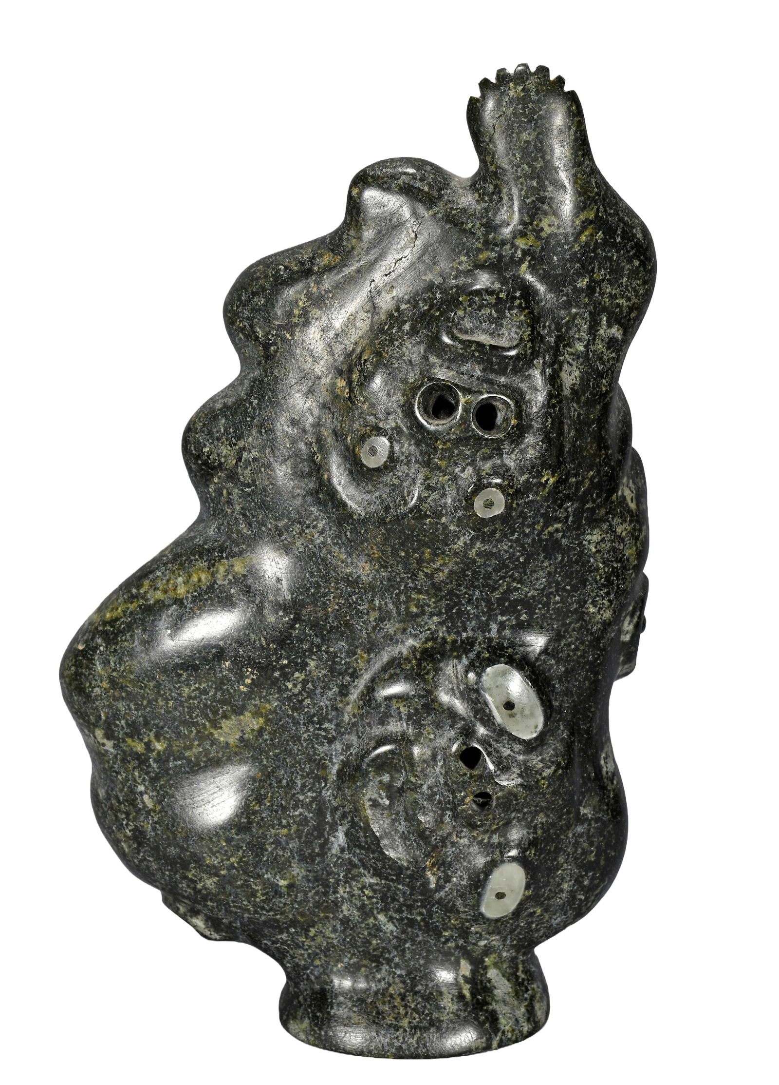 Bob Konana. Multi Face Inuit Figure.: Bob Konana. Multi Face Figure. 1993. Not signed. Carved serpentine. Excellent condition. 8" w x 12" h. Est. $100-300. Ship: $85 Please Read Before You Bid: By registering for and/or placing a bid