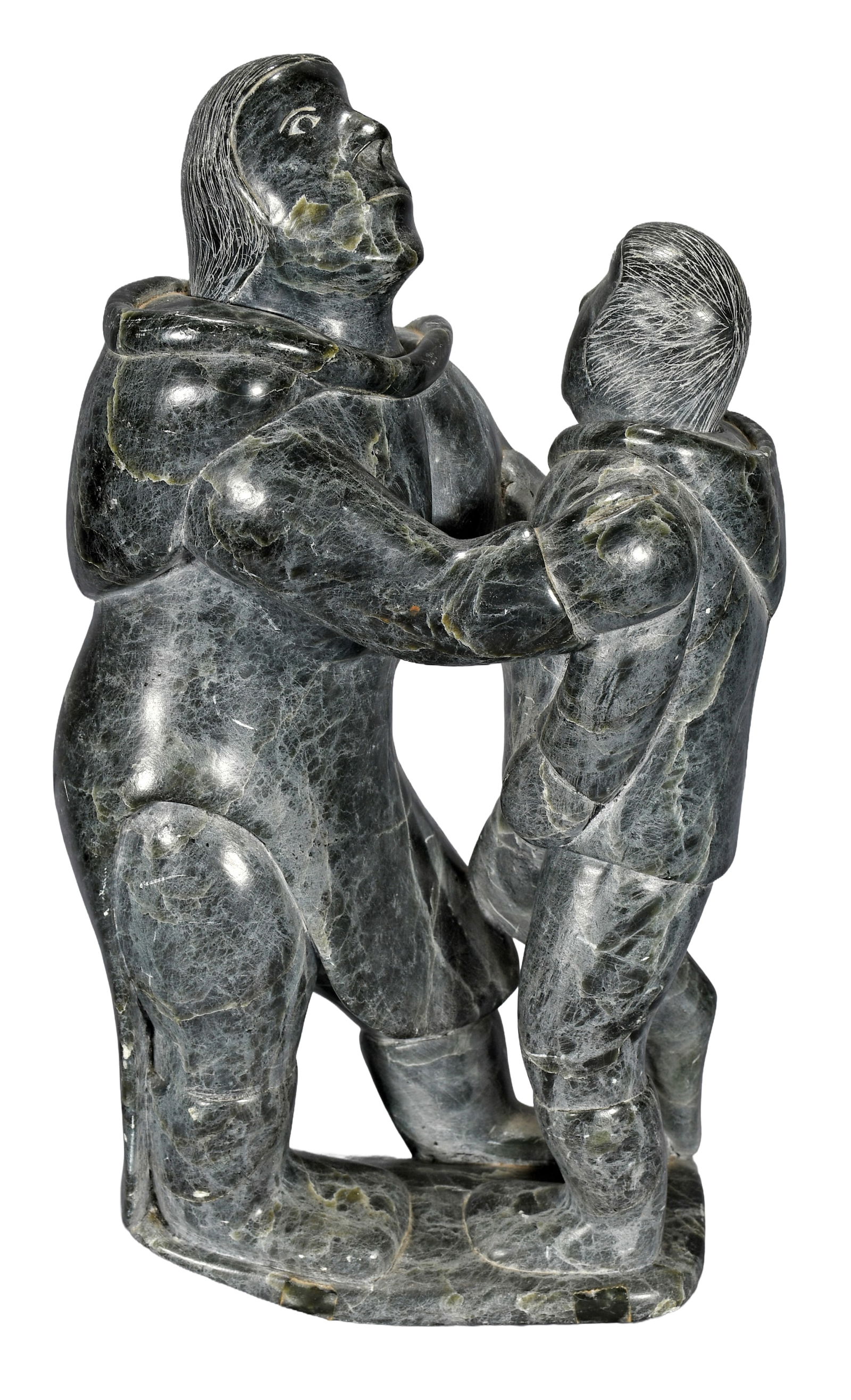 Joshua Shegg. Inuit Mother with Boy.: Joshua Shegg. Mother with Boy. Signed. Carved marble. Excellent condition. 7" w x 12". Est. $100-300. Ship: $85 Please Read Before You Bid: By registering for and/or placing a bid in any Slotin