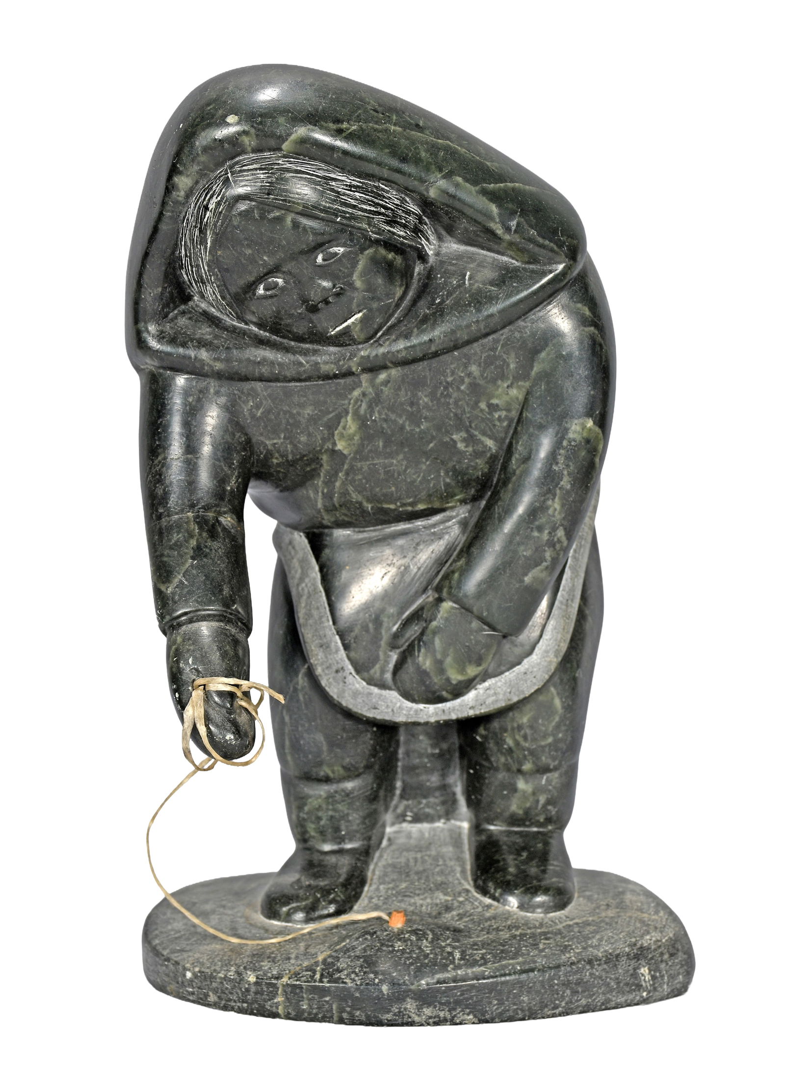 Inuit Ice Fisherman.: Inuit. Ice Fisherman. Initialed. Carved black serpentine. Excellent condition. 7" w x 10" h. Est. $100-300. Ship: $85 Please Read Before You Bid: By registering for and/or placing a bid in any