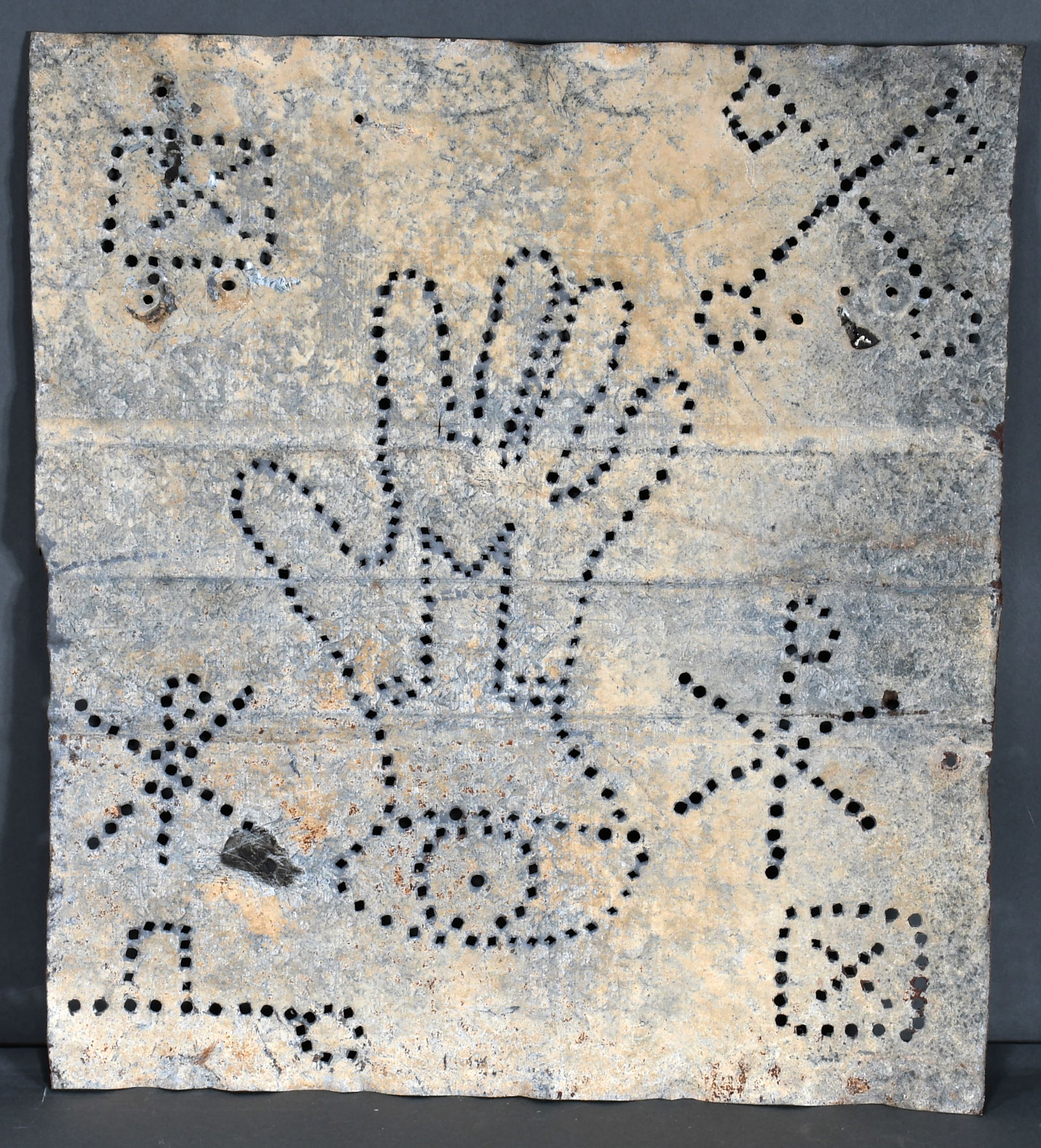 Errol Lloyd Atherton. Punched Tin Mojo Hand.: Errol Lloyd Atherton. 1961-2012 Jamaica. Mojo Hand. Punched tin. Environmental weathering, otherwise good condition. 16" w x 18" h. Est. $200-300. Ship: $45 Untitled, c. 2000 - 2005, metal with