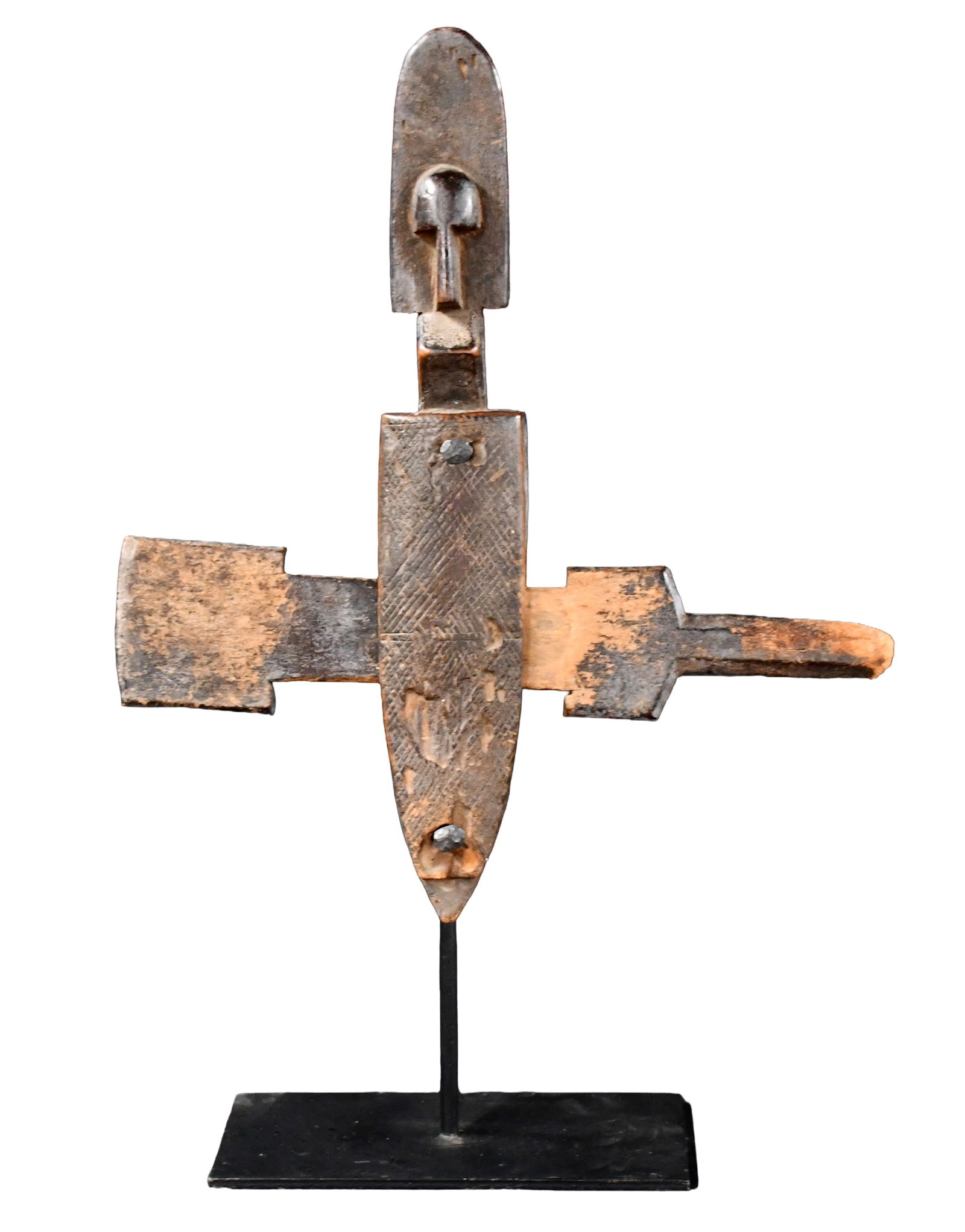 African Figural Door Lock.: African Figural Door Lock. Carved and painted wood. Great condition. Size with stand is 16" w x 24" h. Est. $100-200. Ship: $85 Please Read Before You Bid: By registering for and/or placing a bid