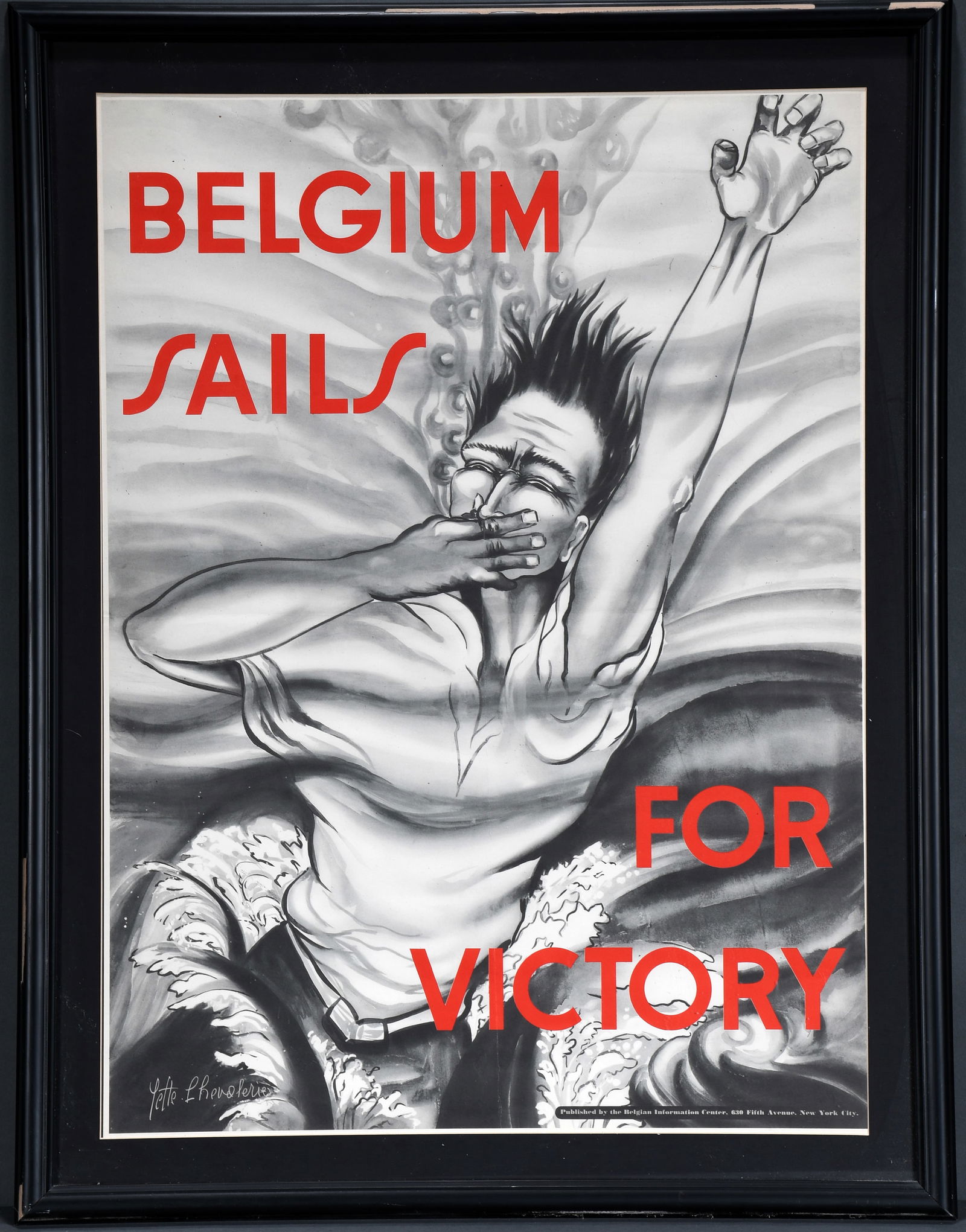 Lette L. Heudferie. Belgium Sails For Victory. WWII Propaganda Poster. (1 of 5)