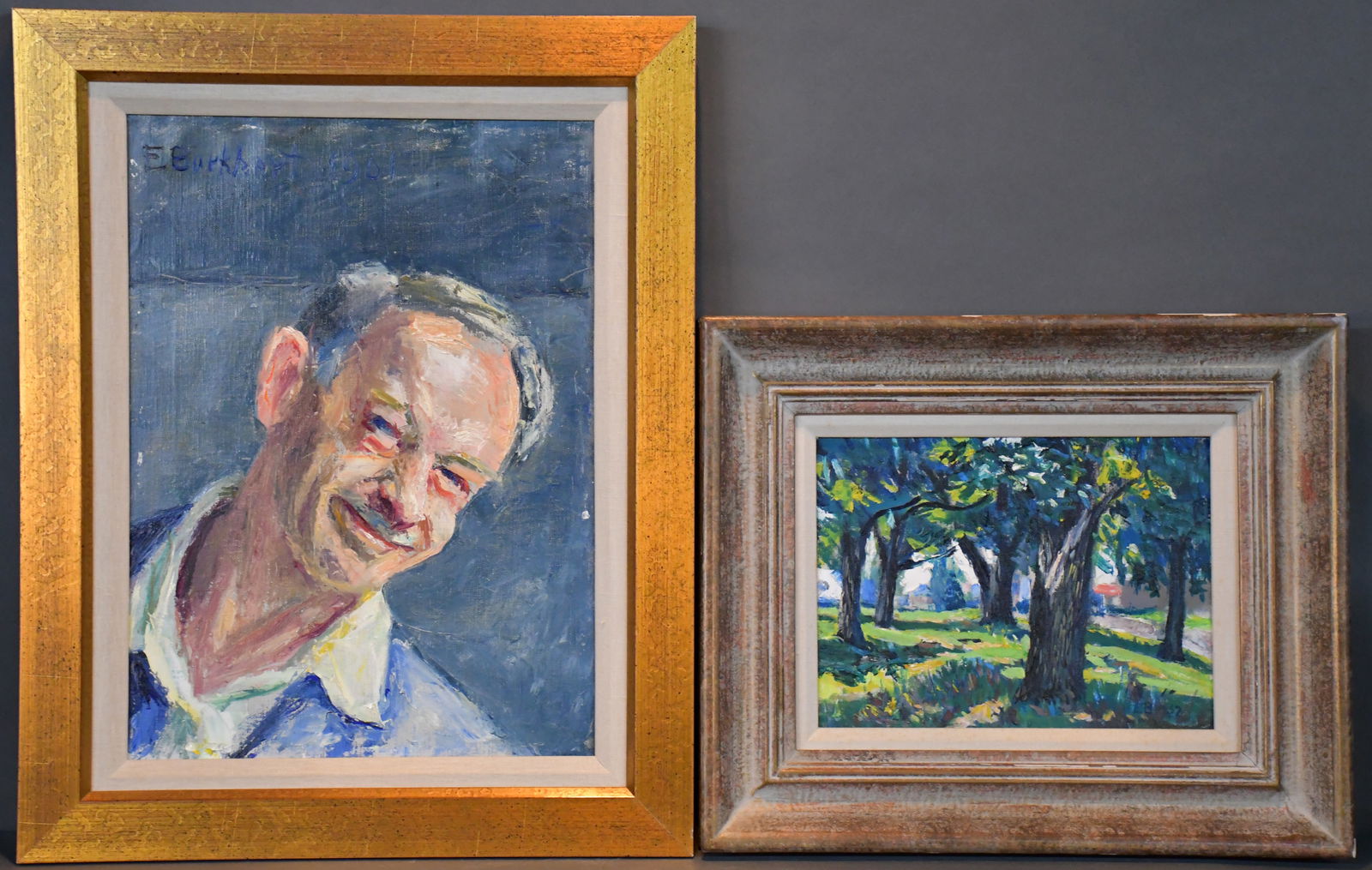 E. Burkhart. Two Works, Portrait and Scenic. (1 of 3)