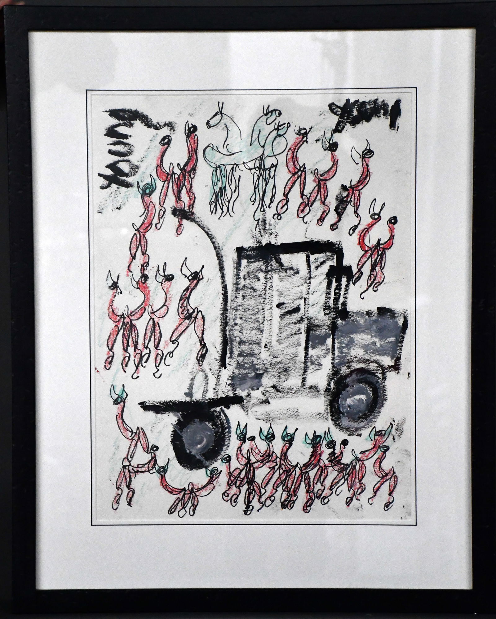 Purvis Young. Truck with Angels.: Purvis Young. Truck with Angels. Signed. Paint and marker on paper. Excellent condition. Image is 17.5" w x 23" h. Frame is 27" w x 34" h. Est. $800-1,200. Ship: $100 Please Read Before You Bid: 