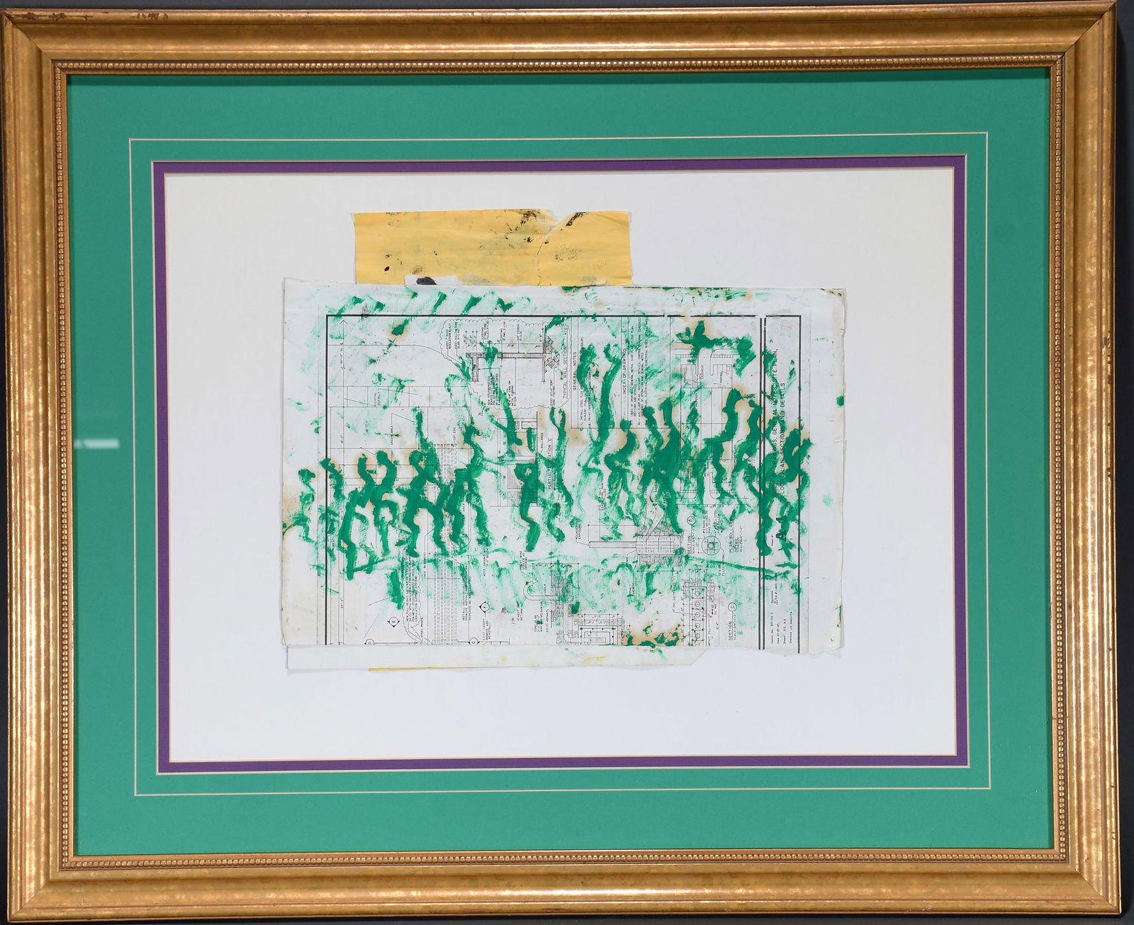 Purvis Young. Green Figures.: Purvis Young. Green Figures. Signed. Paint on scrap paper. Good condition. 17" w x 14" h. Frame is 33" w x 27" h. Est. $200-400. Ship: $200 Please Read Before You Bid: By registering for and/or