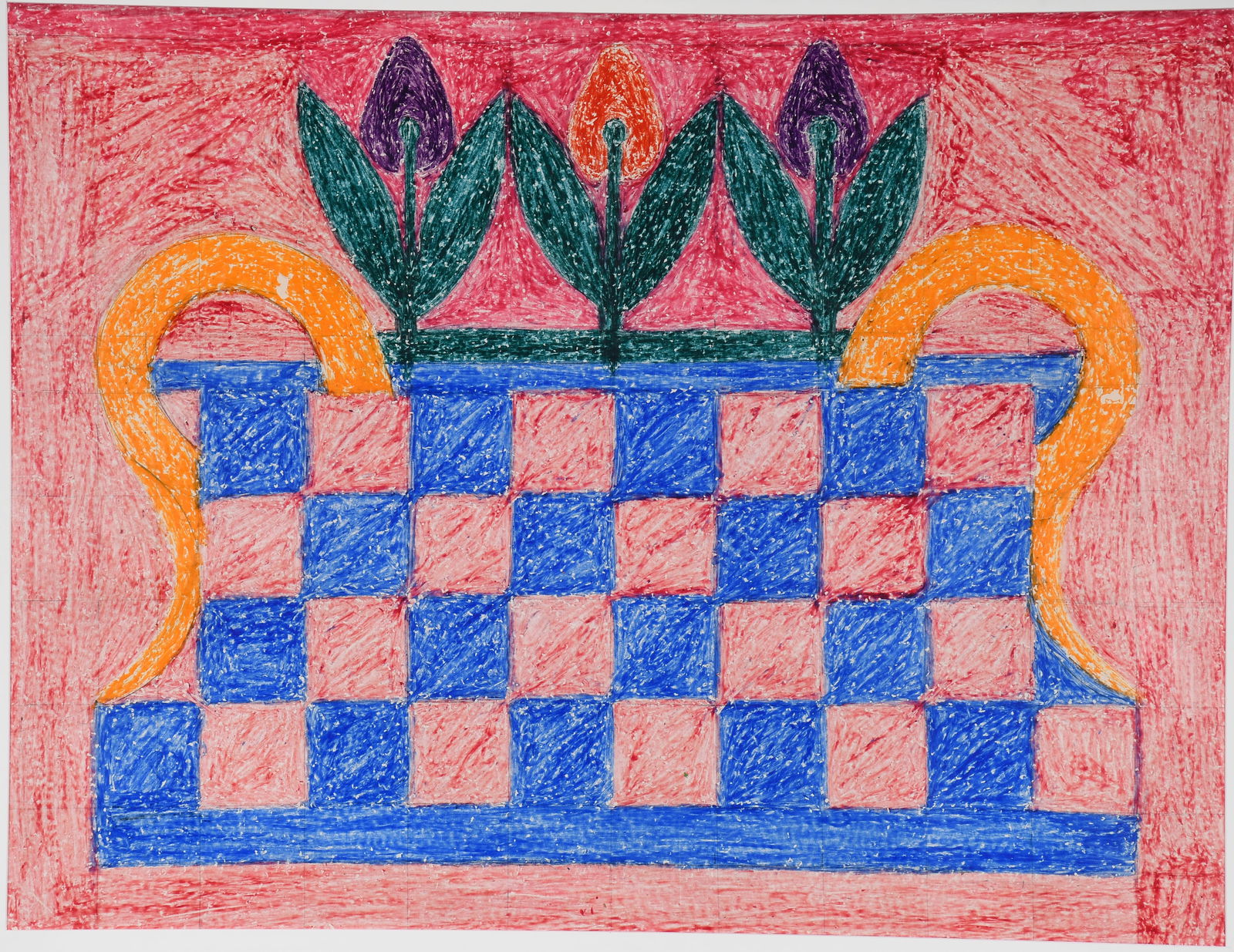 Eddie Arning. Checkerboard Planter. - 2