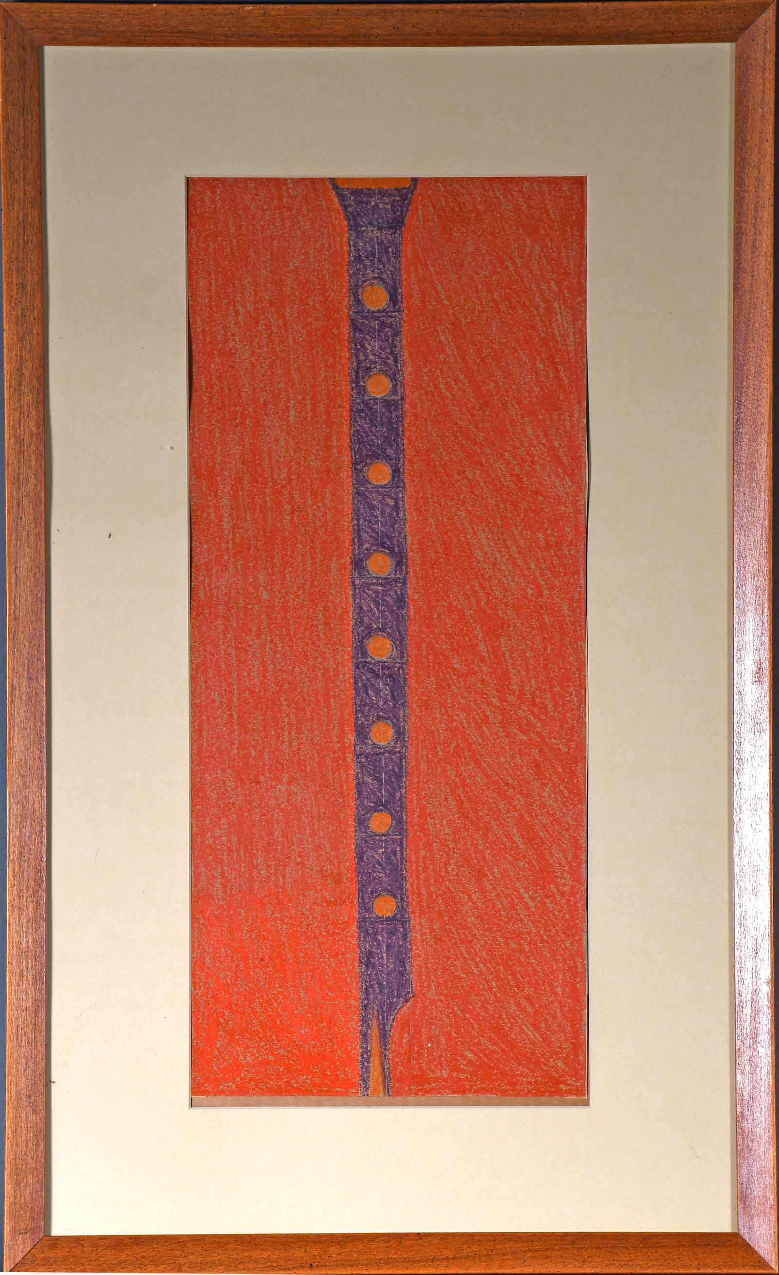 Eddie Arning. Clarinet.: Eddie Arning. Clarinet. c. 1969. Craypas on paper. Possibly signed and numbered on verso. Drawing is in excellent condition. Needs to be reset in frame. Image is 23.5" w x 10.5" h. Frame is 32.5" w x