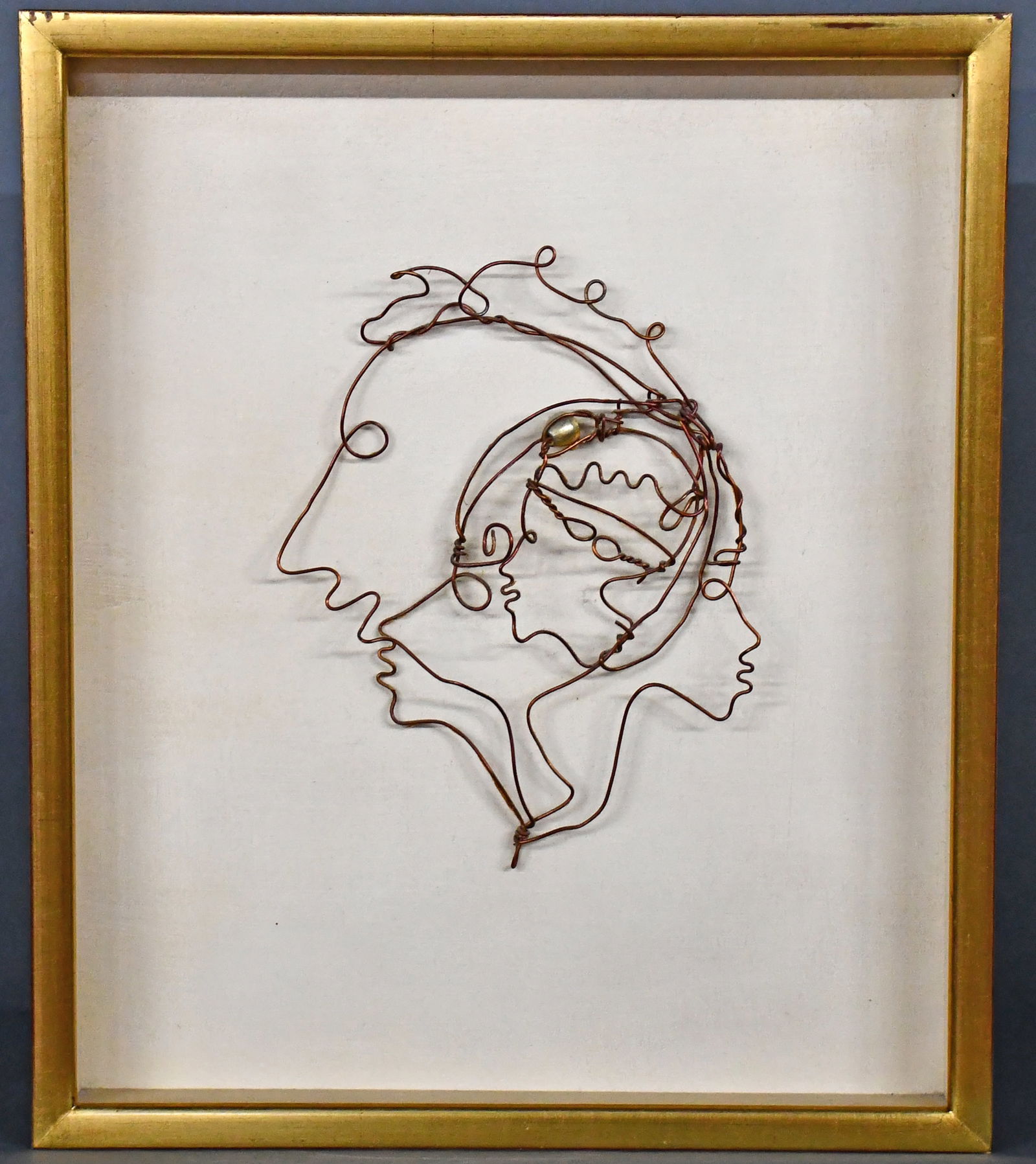 Lonnie Holley. Profiles and Wire Sculpture.: Lonnie Holley. Profiles and Wire Sculpture. Not signed. Found and shaped wire. Excellent condition. Size with frame is 14" w x 16" h. Est. $300-500. Ship: $55 Please Read Before You Bid: By