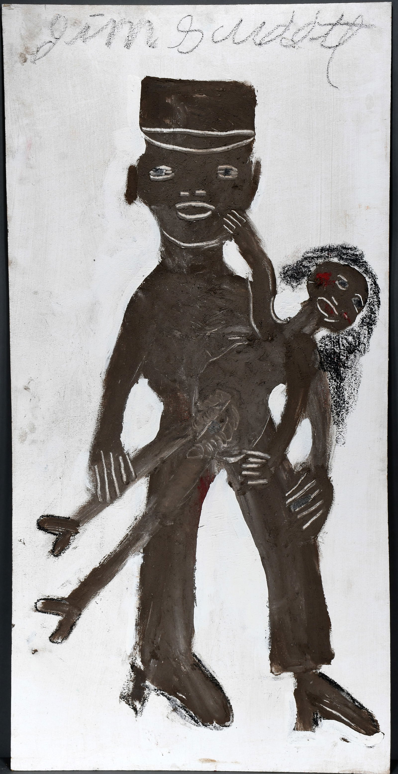 Jimmy Lee Sudduth. Erotic Jimmy with Female Guest.: Jimmy Lee Sudduth. Erotic Jimmy with Female Guest. Signed. Paint, crayon, chalk on board. Excellent condition. 24" w x 48" h. Est. $800-1,200. Ship: $250 Please Read Before You Bid: By registering for