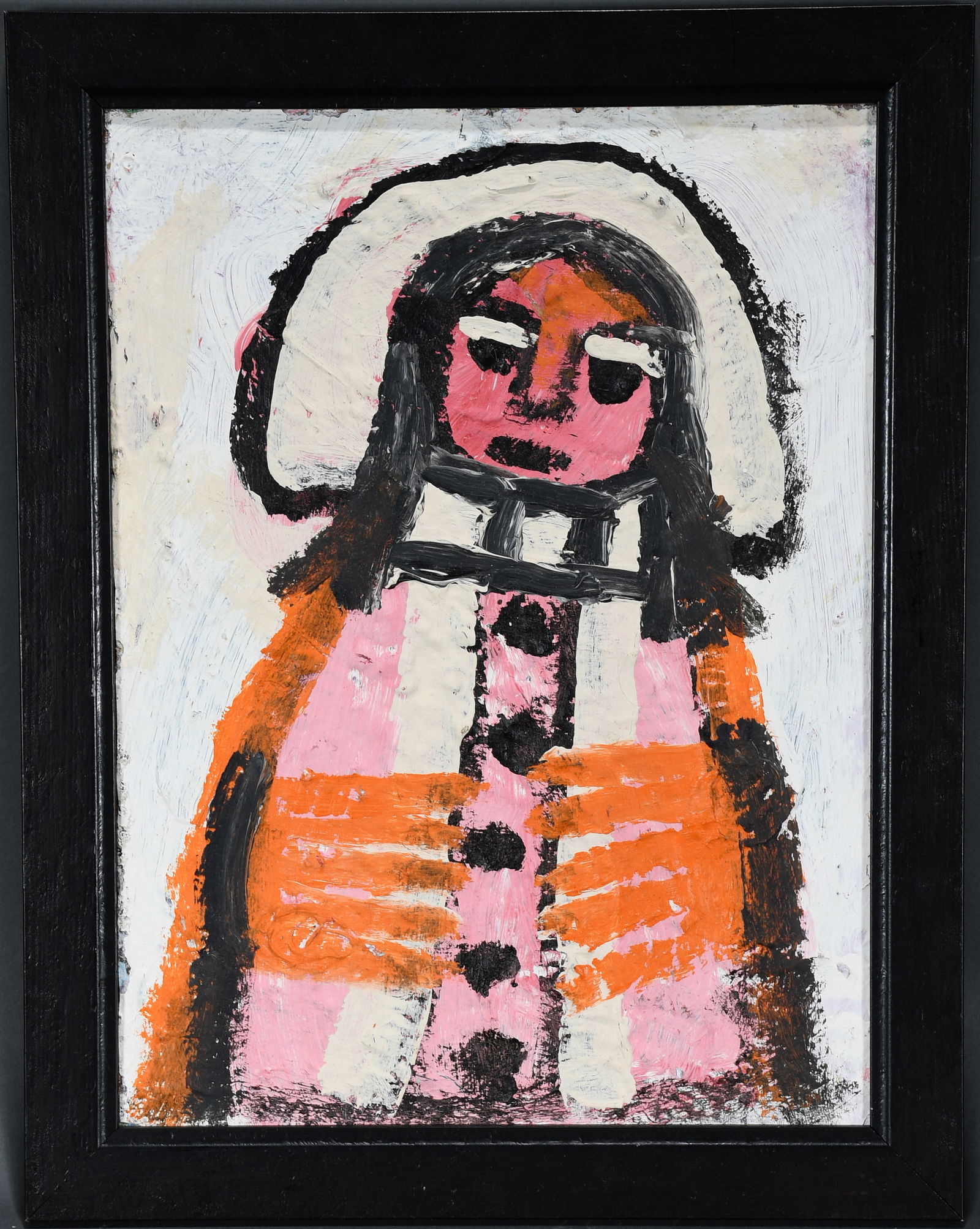 Eddy Mumma. Woman with Orange Hands.: Eddy Mumma. Woman with Orange Hands. Not signed. Paint on canvas panel. Excellent condition. 14" w x 18" h including frame. Est. $300-500. Ship: $45 Please Read Before You Bid: By registering for