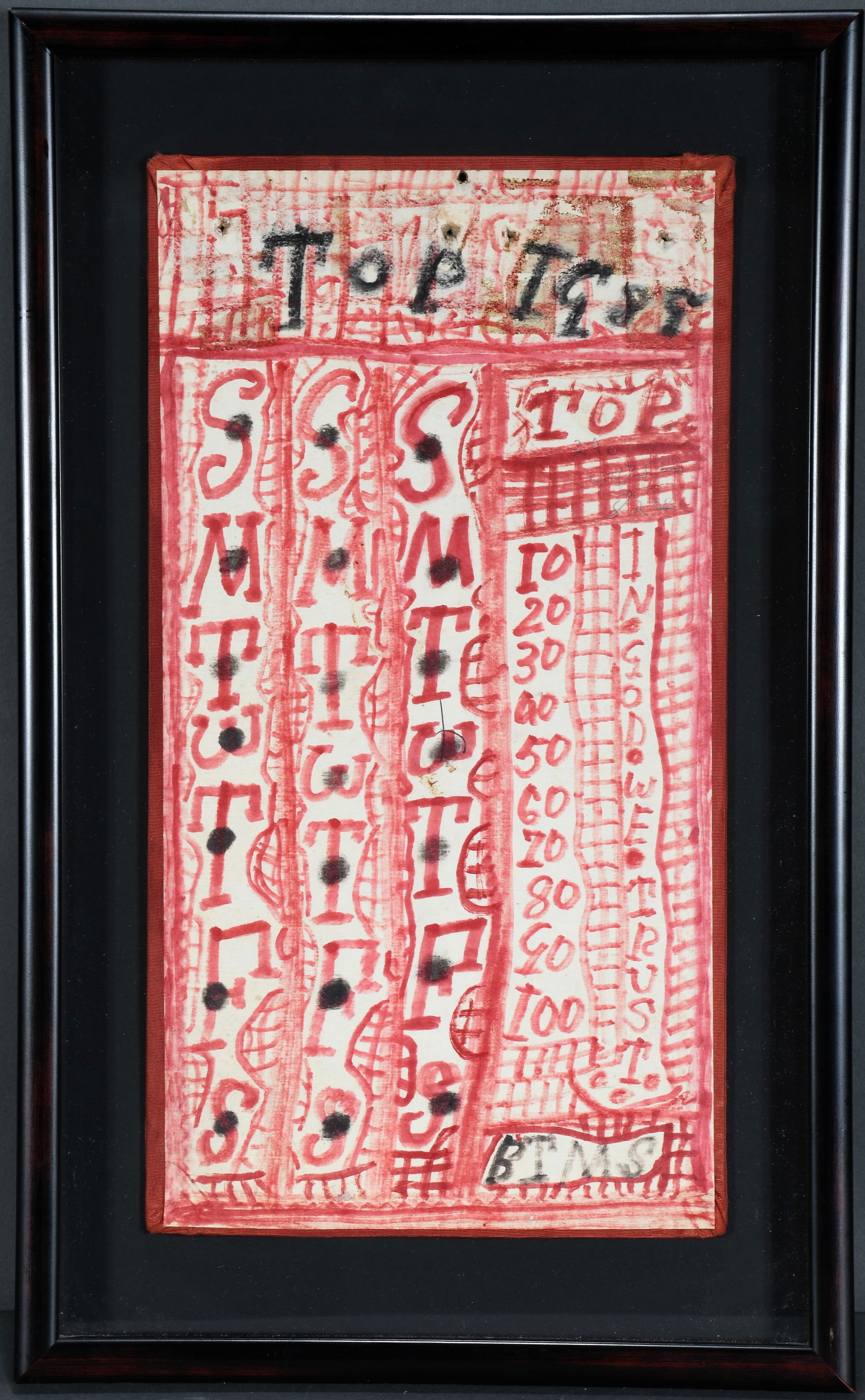 Z.B. Armstrong. Doomsday Calendar.: Z.B. Armstrong. Doomsday Calendar. Marker on found cardboard. Minor fading, otherwise great condition. Size with frame is 11" w x 17.5" h. Est. $100-200. Ship: $65 Please Read Before You Bid: By