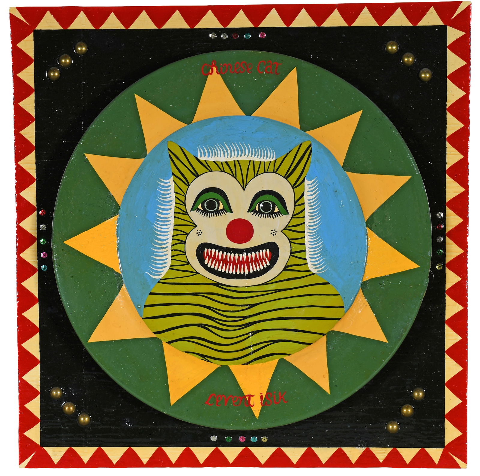 Levent Isik. Chinese Cat.: Levent Isik. Chinese Cat. 2002. Signed, dated and titled. Mixed media on board. Excellent condition. 15.5" w x 16" h. Est. $300-500. Ship: $55 Please Read Before You Bid: By registering for and/or