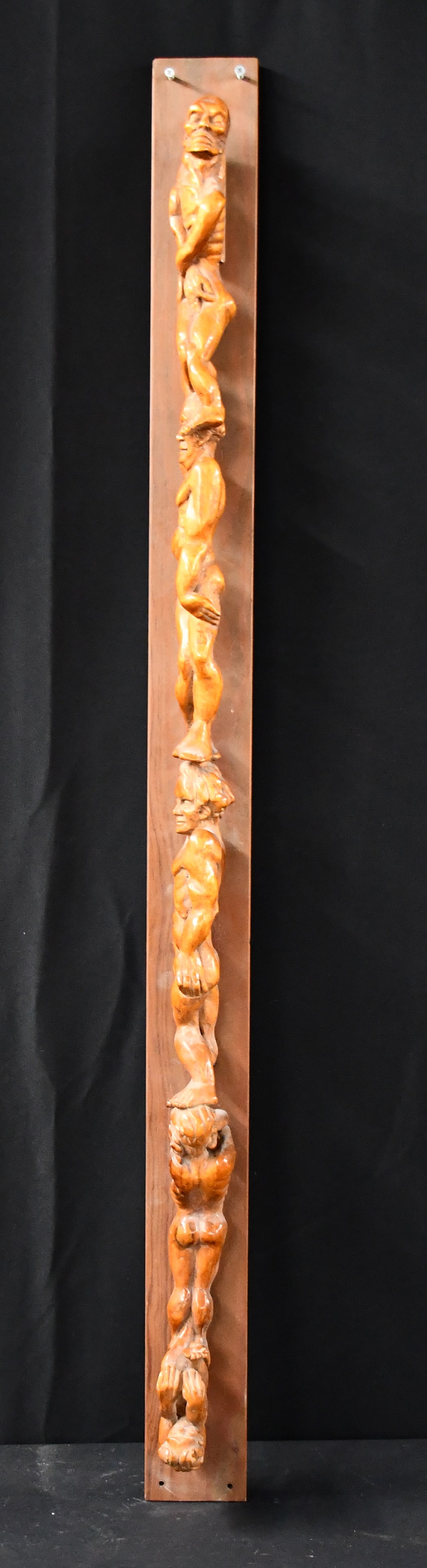Rodolf Fontaine. Five Nude Males Totem.: Rodolf Fontaine. Five Nude Males Totem. Not signed. Carved and varnished wood. Excellent condition. 44" h. Est. $400-600. Ship: $65 Please Read Before You Bid: By registering for and/or placing a