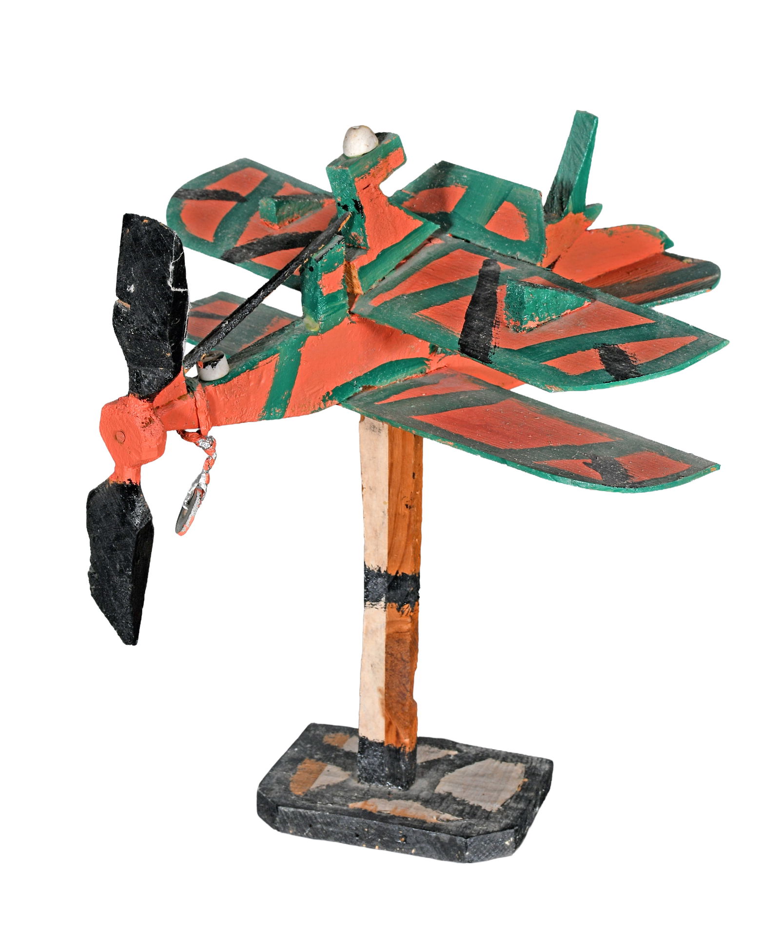 Willie Massey. Airplane.: Willie Massey. Airplane. Not signed. Mixed media construction with paint. Excellent condition. Size with artist-made stand. 15" h x 14" x 14.5". Est. $100-200. Ship: $75 Please Read Before You Bid: