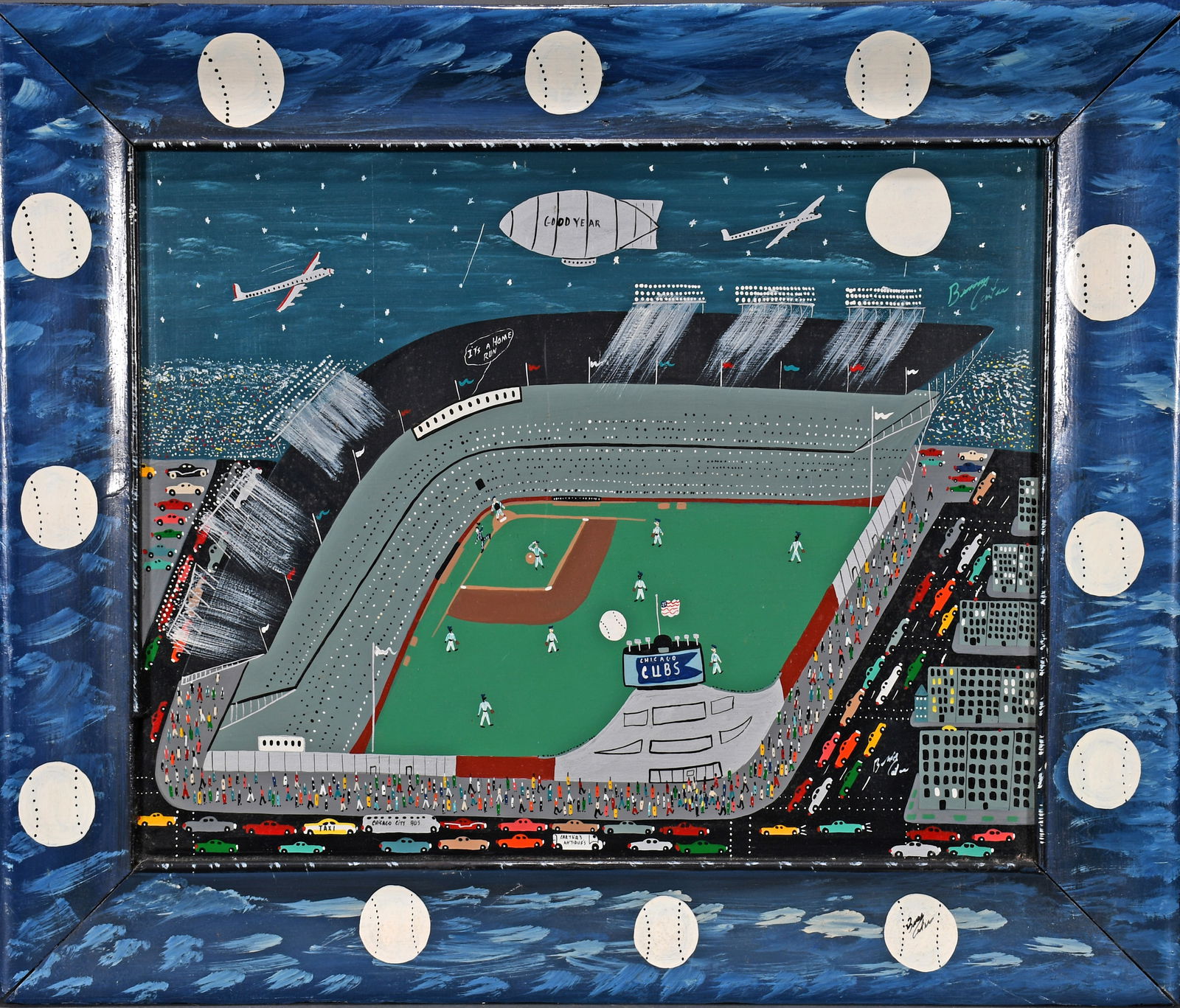 Benny Carter. Chicago Cubs.: Benny Carter. Chicago Cubs. Signed and titled. Paint on board with artist-painted frame. Excellent condition. 26" w x 22" h including the frame. Est. $400-600. Ship: $85 Please Read Before You Bid: