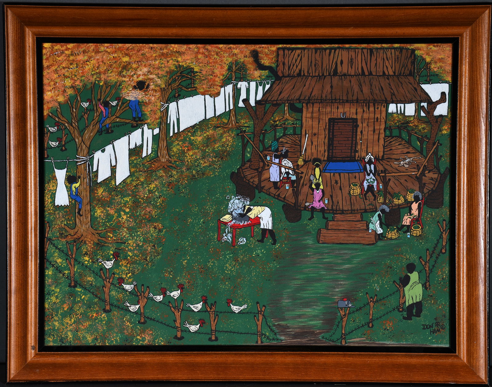 Hambone. Laides (sic) Day Out.: Hambone. Laides (sic) Day Out. 2002. Signed, dated and titled. Oil on canvas. Excellent condition. 18" w x 15" h including frame. Est. $100-300. Ship: $55 Please Read Before You Bid: By