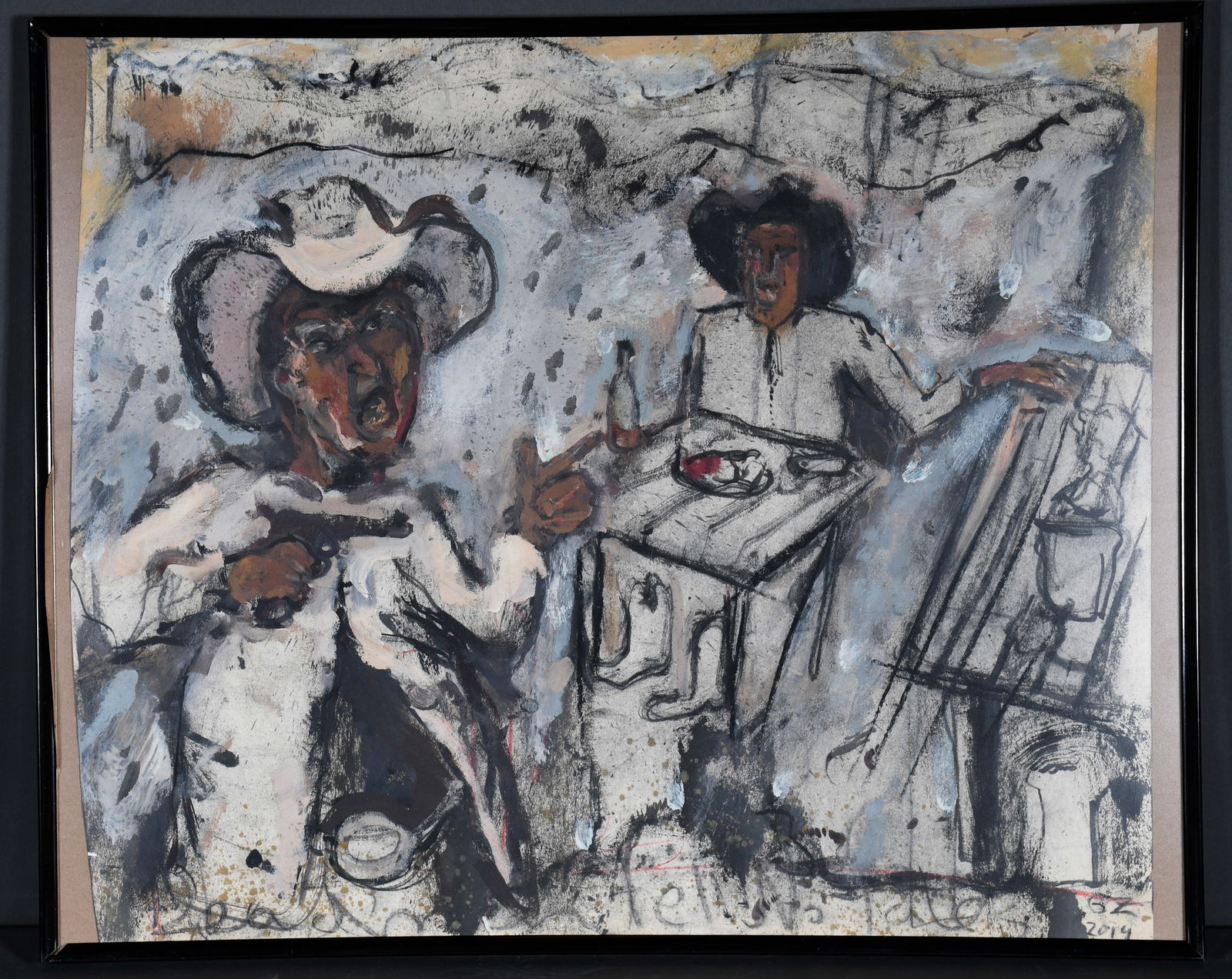 George Zupp. Dead Men Don't Blab.: George Zupp. Dead Men Don't Blab. 2019. Initialed and dated. Charcoal and paint on paper. Excellent condition. 22" w x 18" including frame. Est. $100-300. Ship: $55 Please Read Before You Bid: By