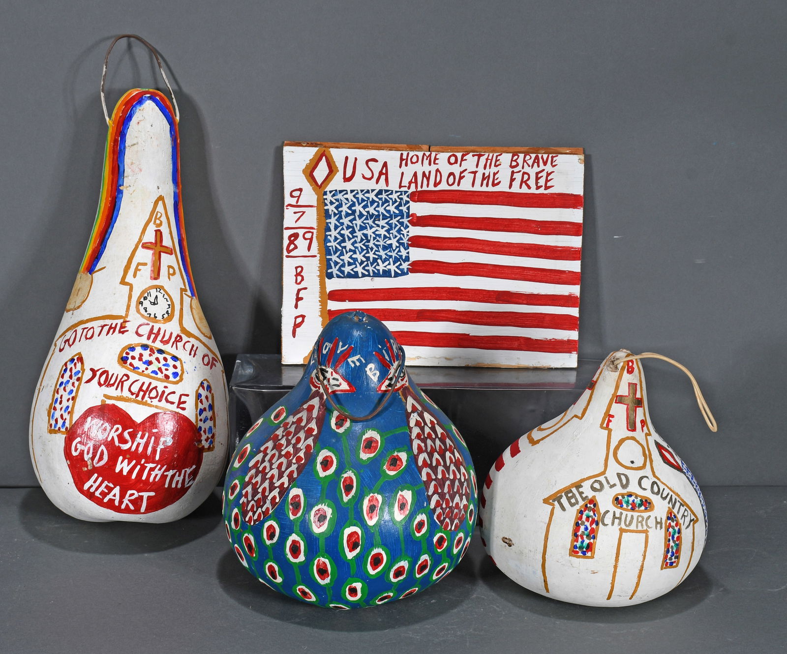 B. F. Perkins. 3 Gourds and painting. (1 of 2)