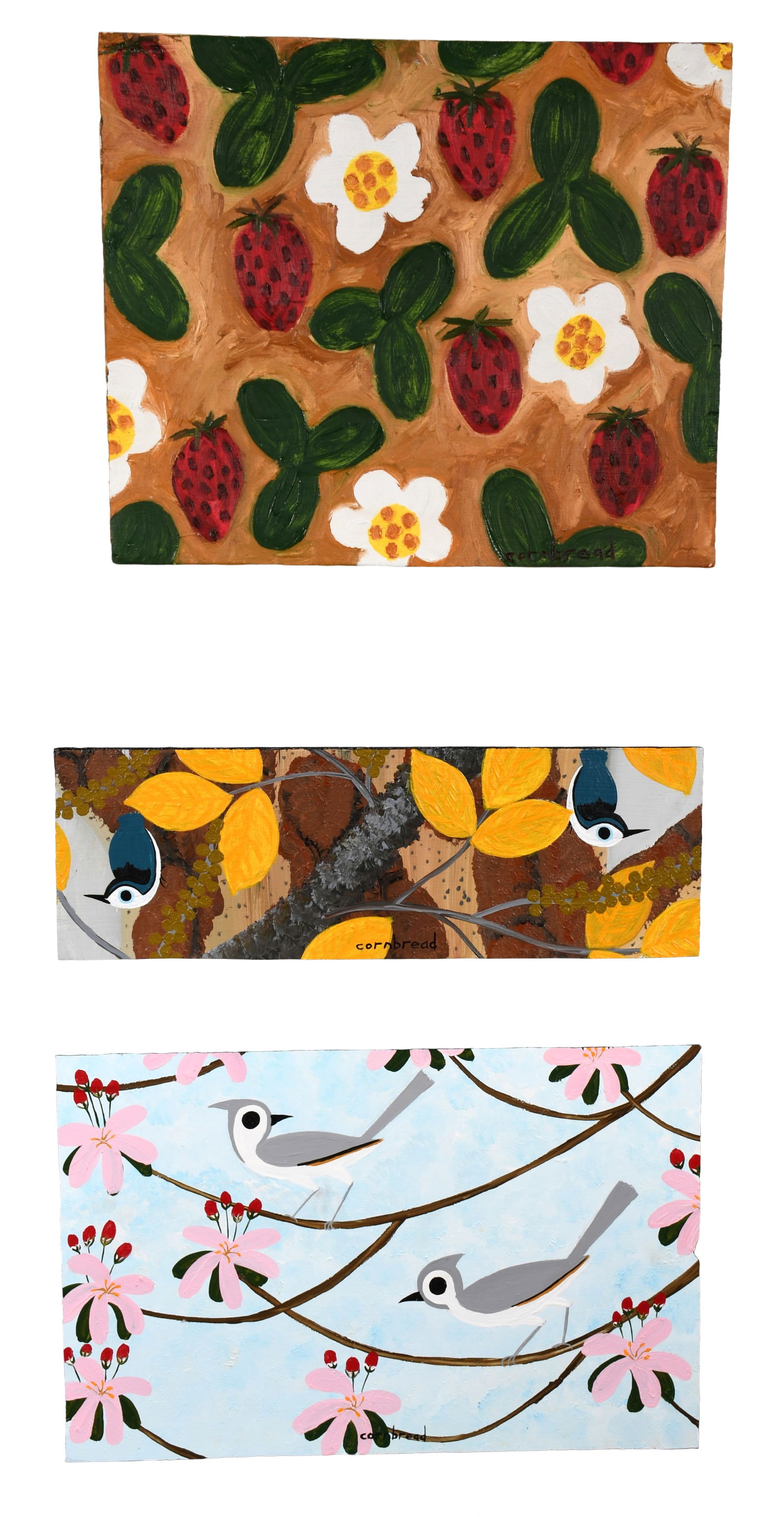 John Cornbread Anderson. Three Paintings.: John Cornbread Anderson. Three Paintings. Signed. Paint on board. Excellent condition. Largest is 25.5" w x 21" h. Est. $400-600. Ship: $100 Please Read Before You Bid: By registering for and/or placi