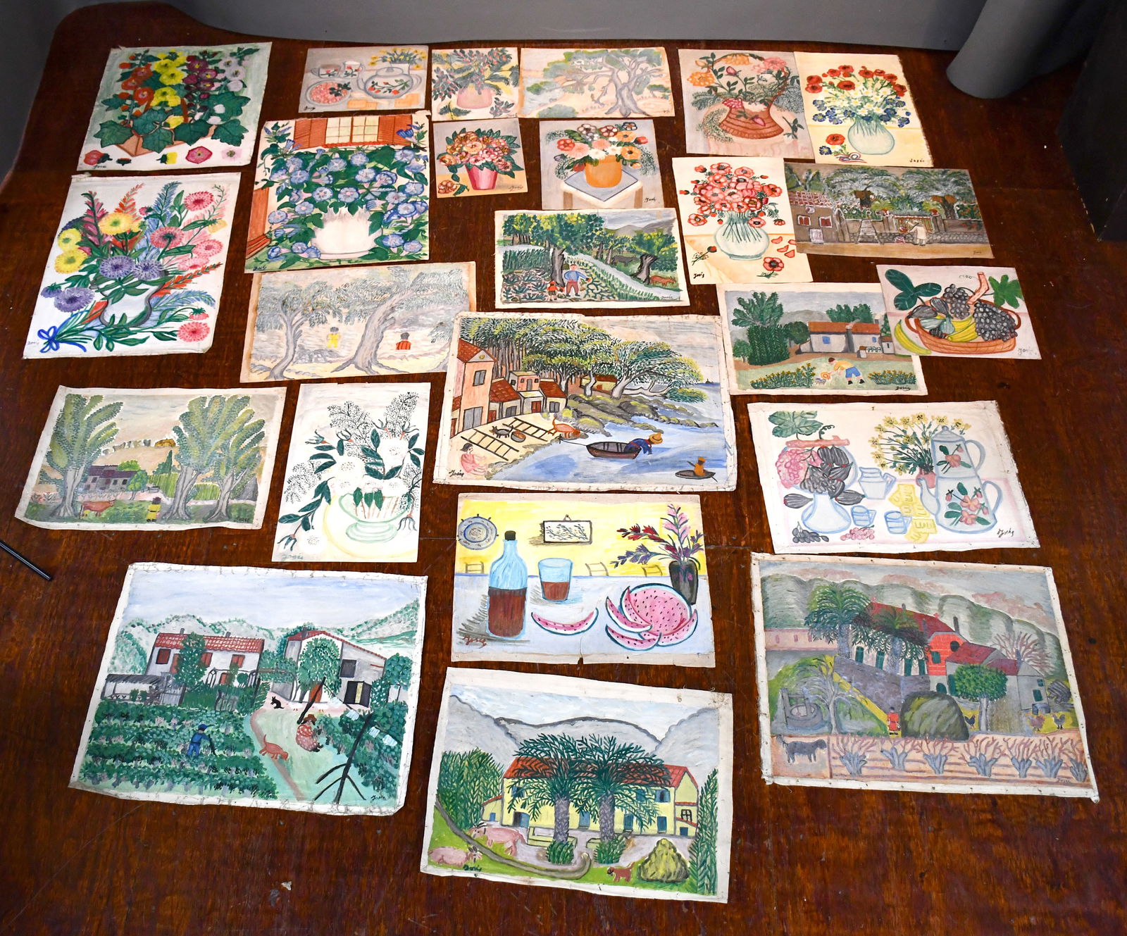 Josee. Group Lot of Twenty Three Paintings. (1 of 6)