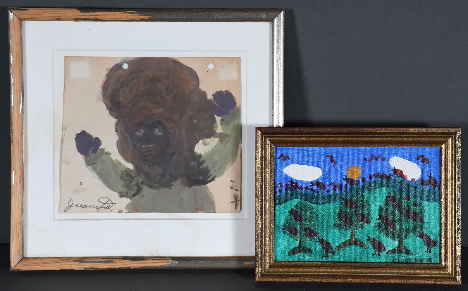 Juanita Rogers and Chief Wiley. Pair of Paintings. (1 of 3)