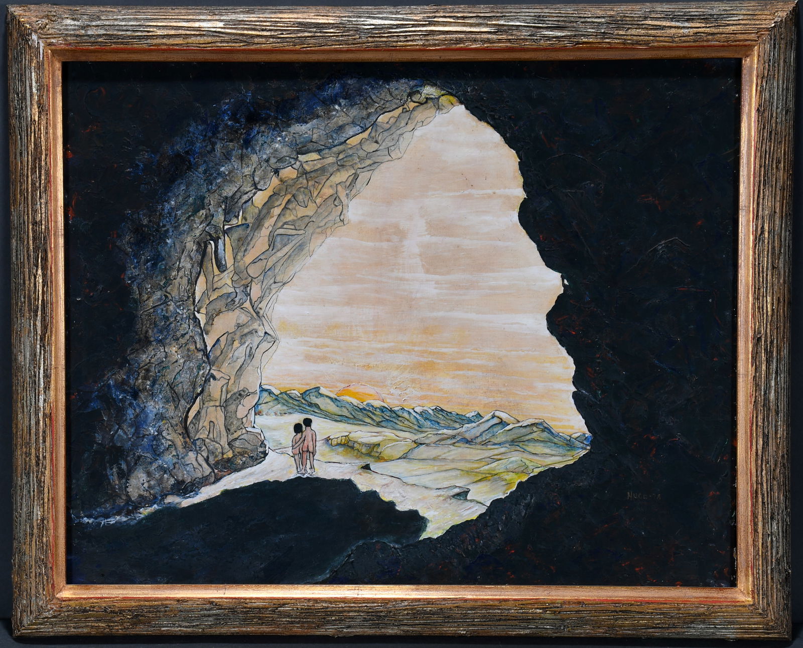 Hugo Sperger. New Dawn For Adam and Eve.: Hugo Sperger. New Dawn For Adam and Eve. 1978. Signed and dated. Paint on board. Excellent condition. 24" w x 19.5" h including frame. Est. $200-300. Ship: $65 Please Read Before You Bid: By