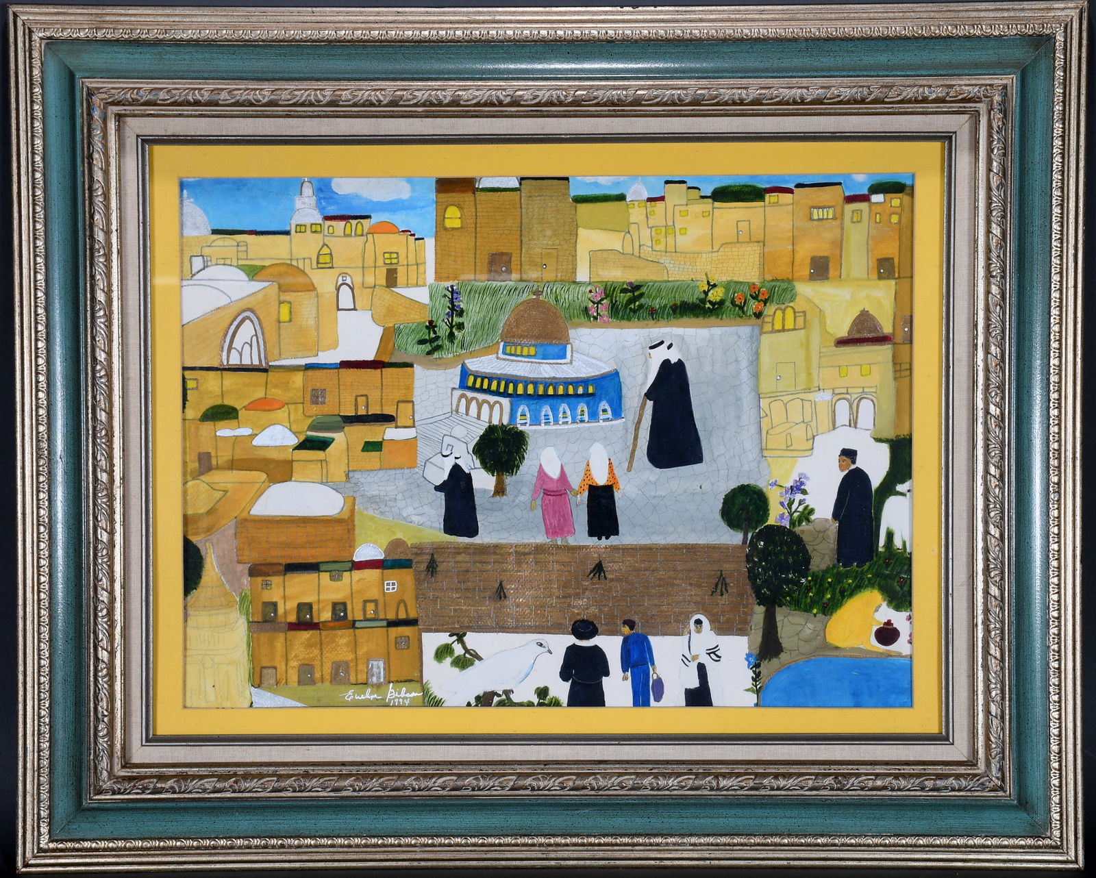 Evelyn Gibson. Jeruselem.: Evelyn Gibson. Jerusalem. 1994. Signed and dated. Paint and graphite on paper. Excellent condition. 32" w x 26" h including frame. Est. $100-200. Ship: $125 Please Read Before You Bid: By registering