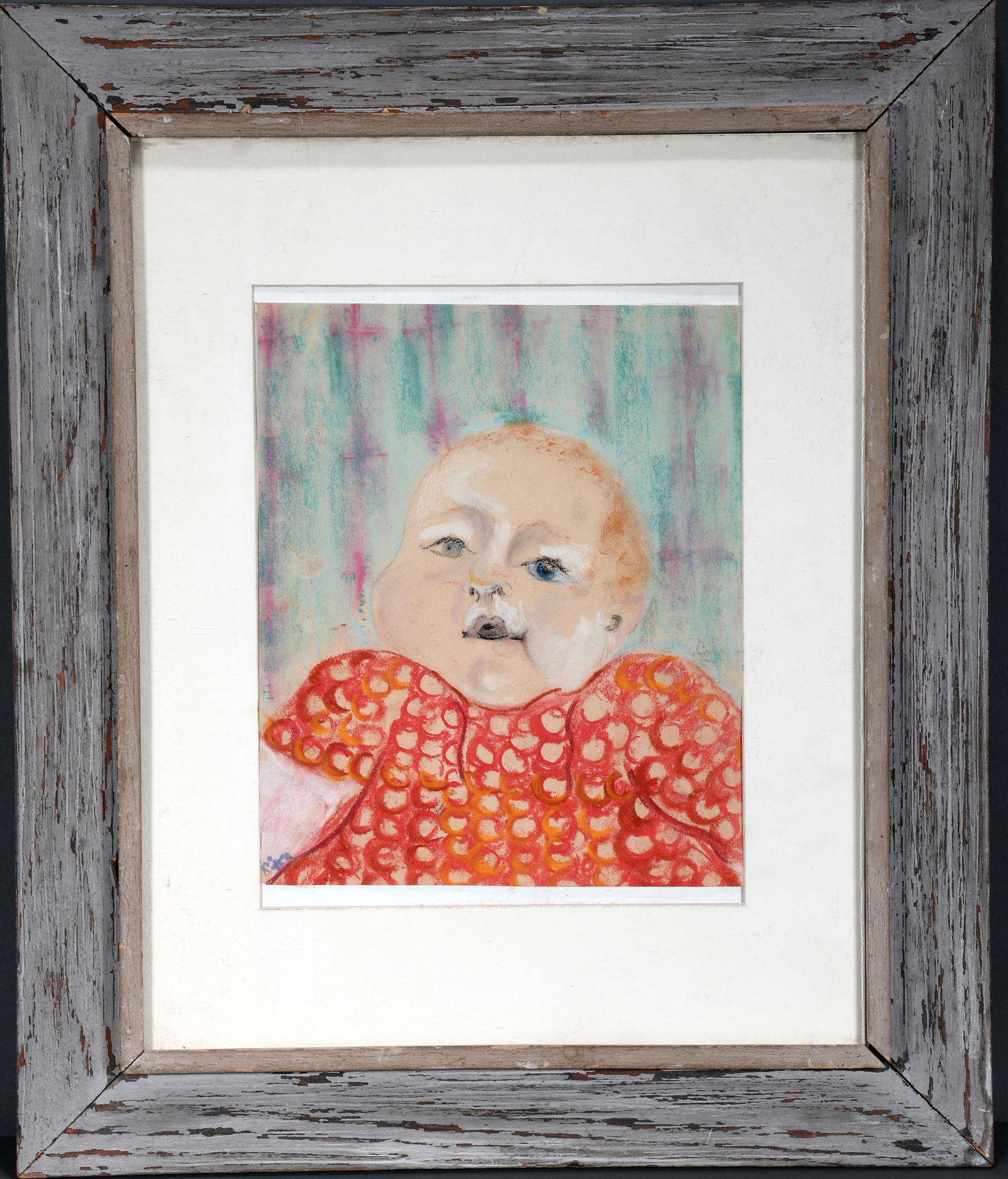 Rifka Angel. Blossom Angel, Aged 6 Months.: Rifka Angel. Blossom Angel, Aged 6 Months. c. 1930. Initialed. Oil pastel on paper. Excellent condition. Image is 10.5" w x 12.5" h. Size with frame is 21" w x 25" h. Provenance: Epstein Powell Galler