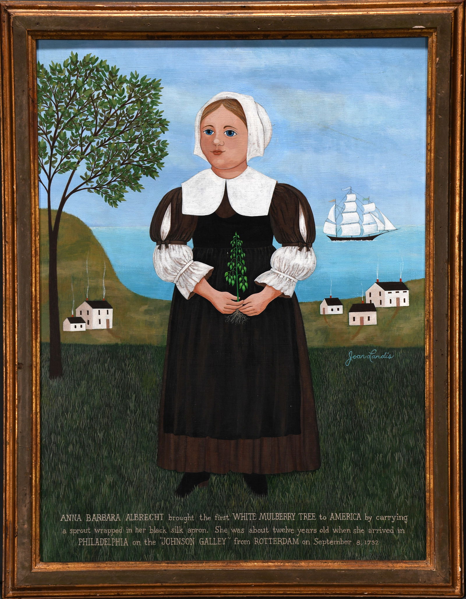 Joan Landis. Anna Albrecht.: Joan Landis. Anna Albrecht. Signed. Oil on Masonite. Excellent condition. 21" x 27". Est. $100-200. Ship: $55 Please Read Before You Bid: By registering for and/or placing a bid in any Slotin