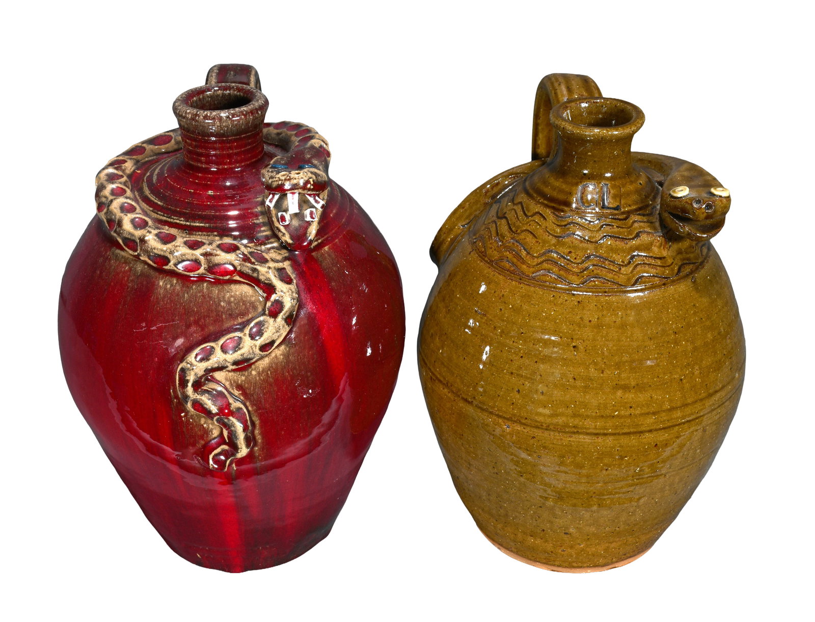 Charles Lisk. Pair of Snake Jugs. (1 of 7)